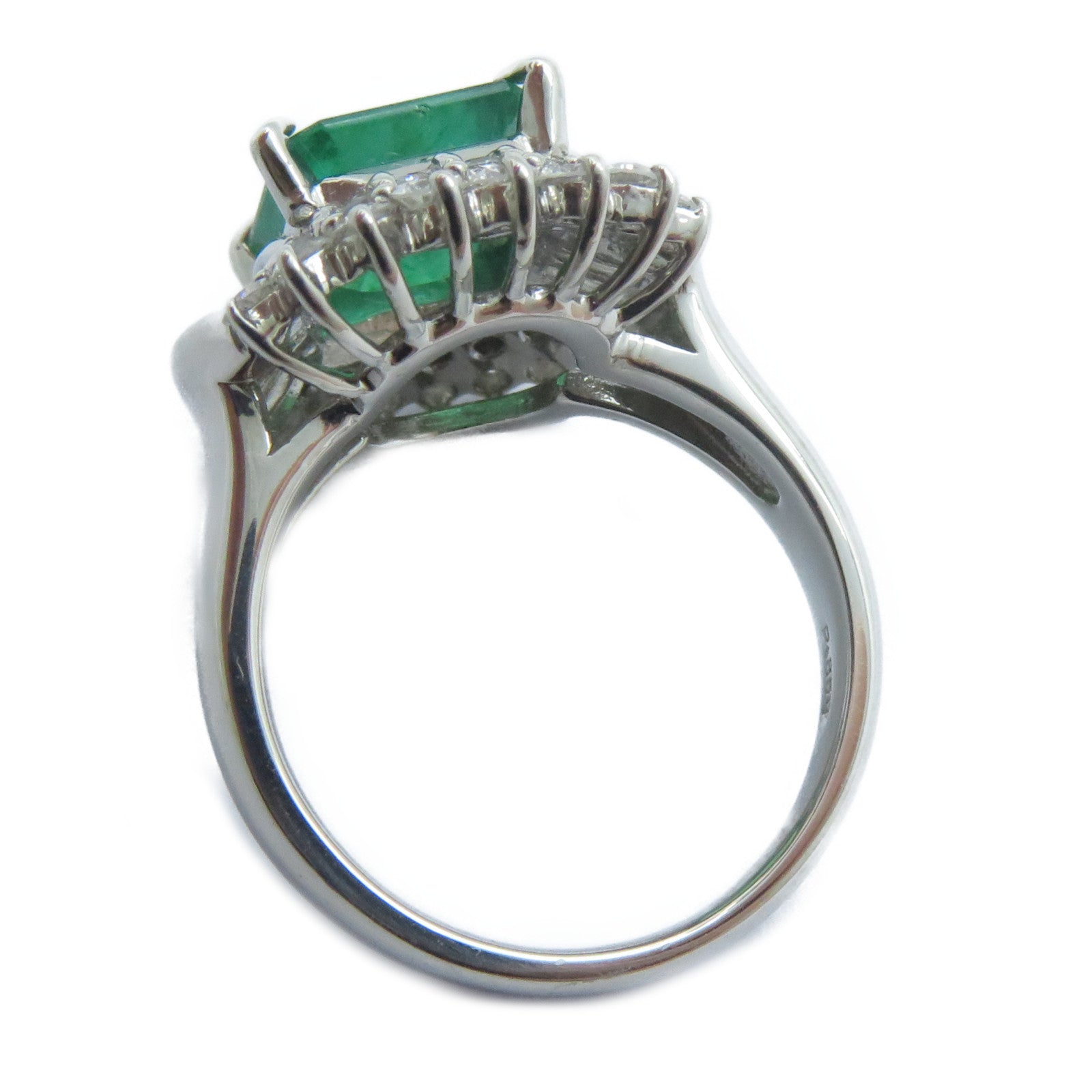 JEWELRY 【激減優惠】PT850鉑金Emerald Diamond Ring 2.41ct綠寶石/1.26ct鑽石戒指US#5.75