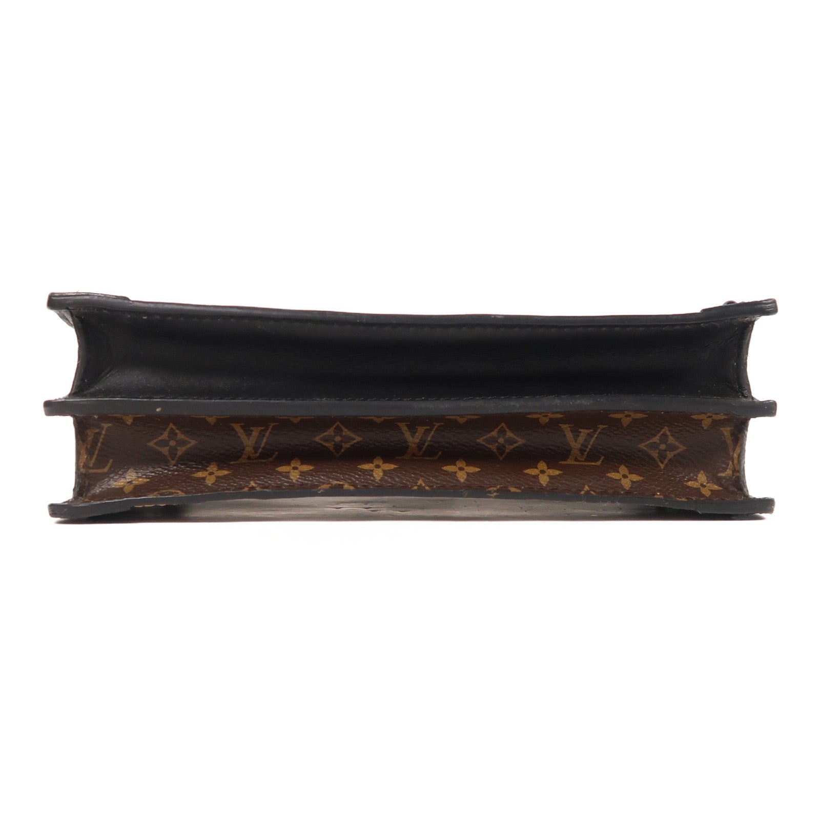 LOUIS VUITTON Monogram Reverse Trunk Clutch金扣肩背袋棕色