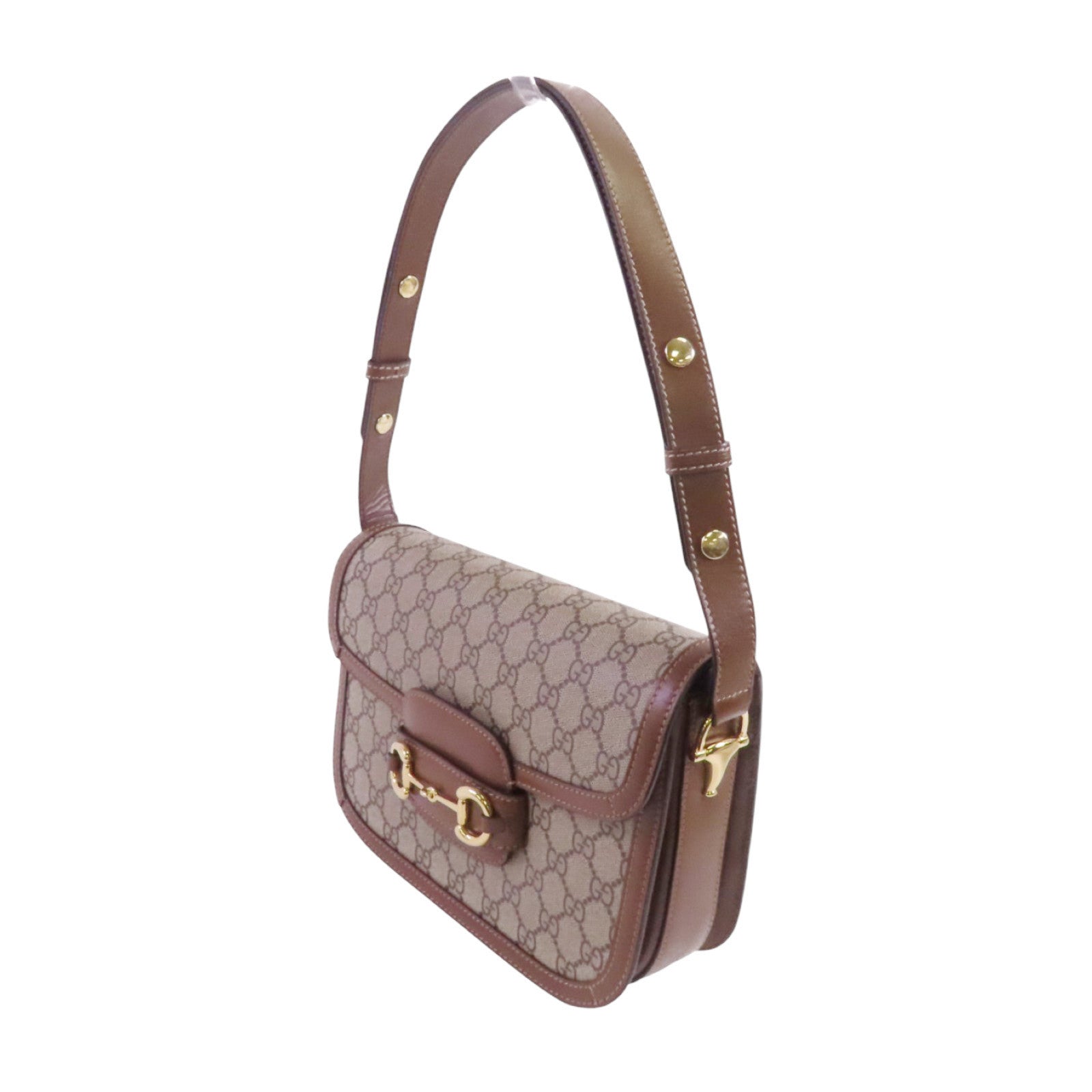 GUCCI 塗層帆布Horsebit 1955 MM金扣肩背袋