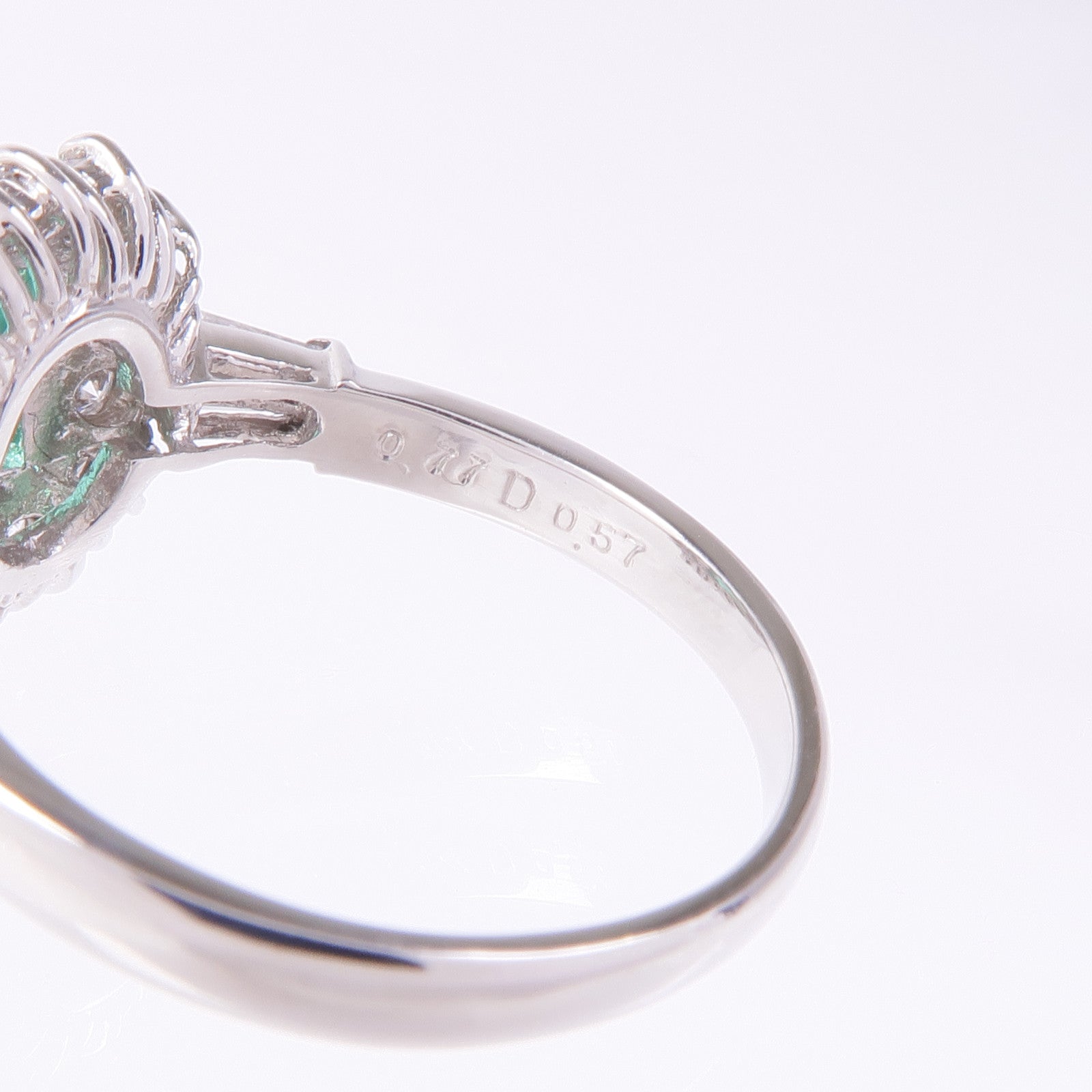 JEWELRY PT850鉑金Emerald Diamond Ring綠寶石/鑽石戒指US#6