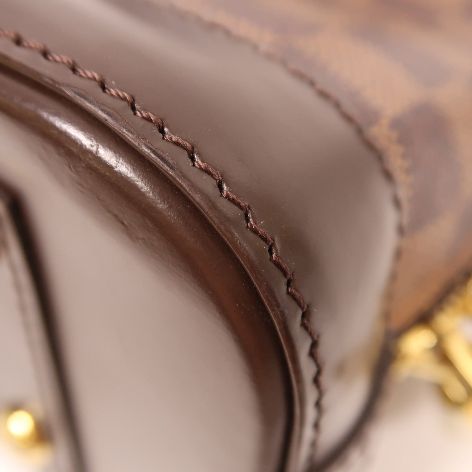 LOUIS VUITTON Damier Alma BB金扣手挽肩背兩用袋棕色