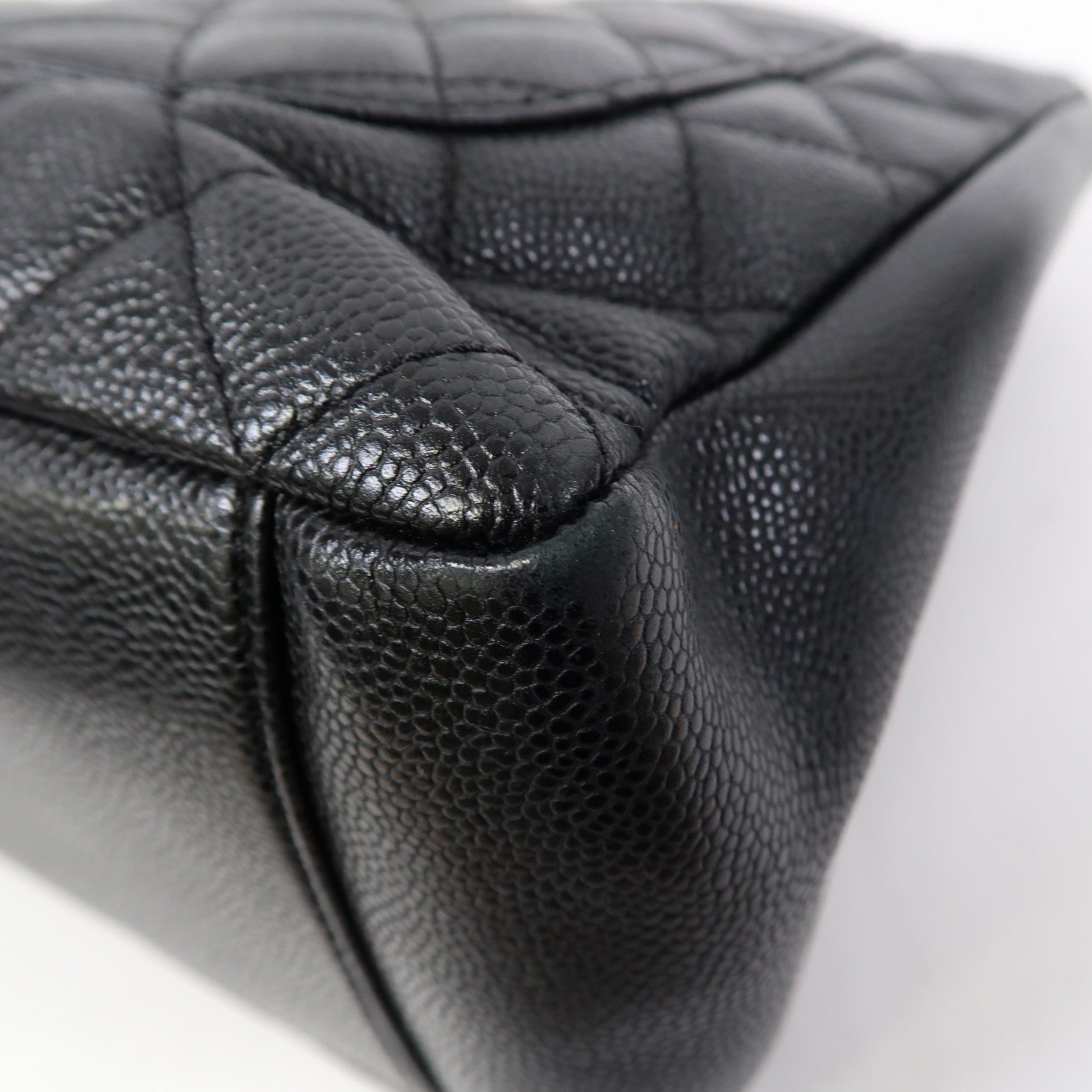 CHANEL 菱格Caviar皮革Grand Shopping Tote Bag金扣肩背袋黑色
