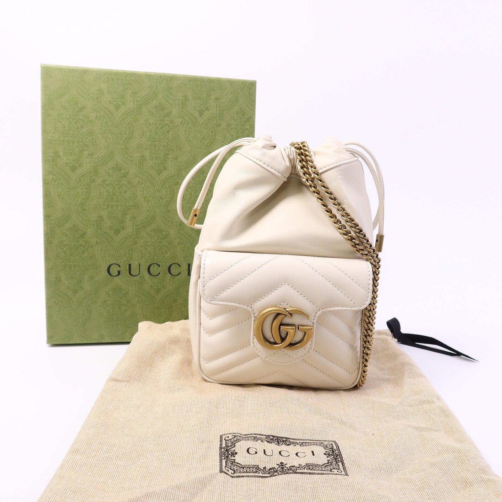 GUCCI 牛皮皮革GG Marmont Mini Bucket肩背袋