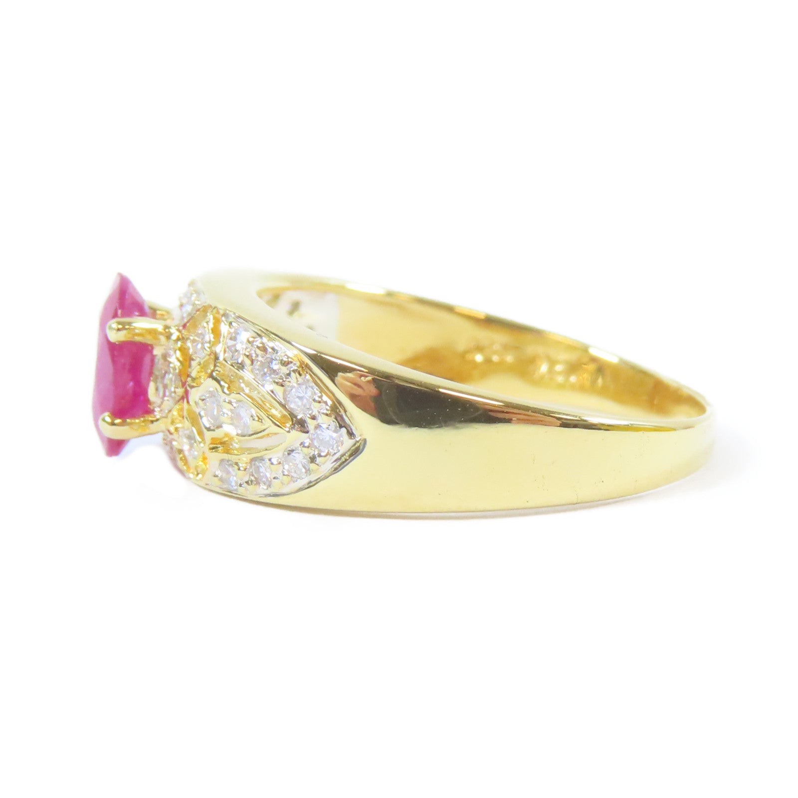 JEWELRY **【激減優惠】18K黃金Diamond Ring0.21ct鑽石/0.78ct紅寶石戒指US#6.25