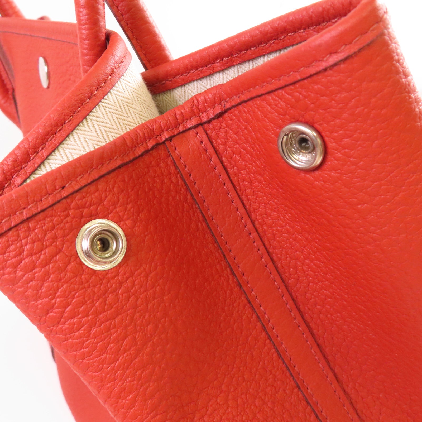 HERMES Negonda皮革Garden Party PM Tote Bag銀扣手挽袋Terre Battue紅土色