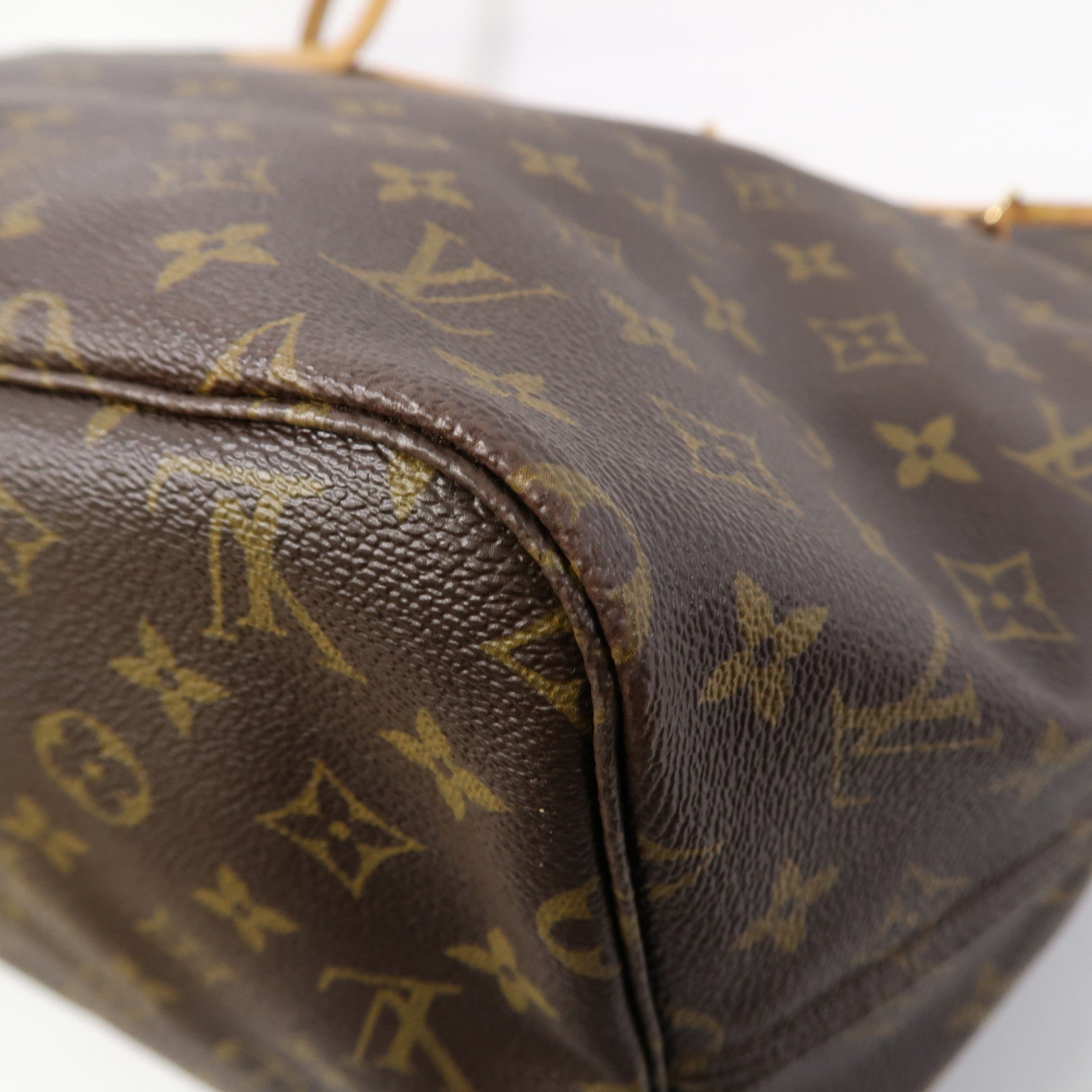 LOUIS VUITTON Monogram Neverfull GM金扣手挽袋啡色