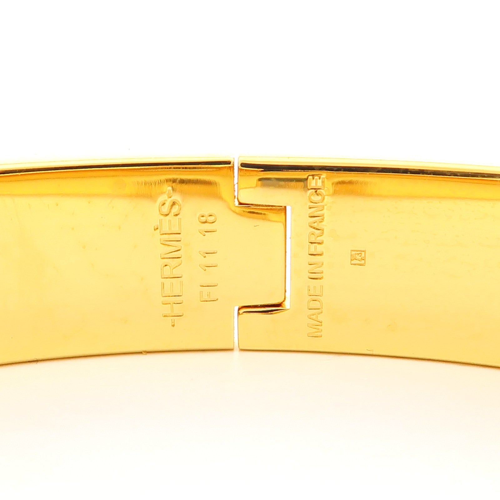 HERMES Clic H Bangle Metal Enamel Gold Orange