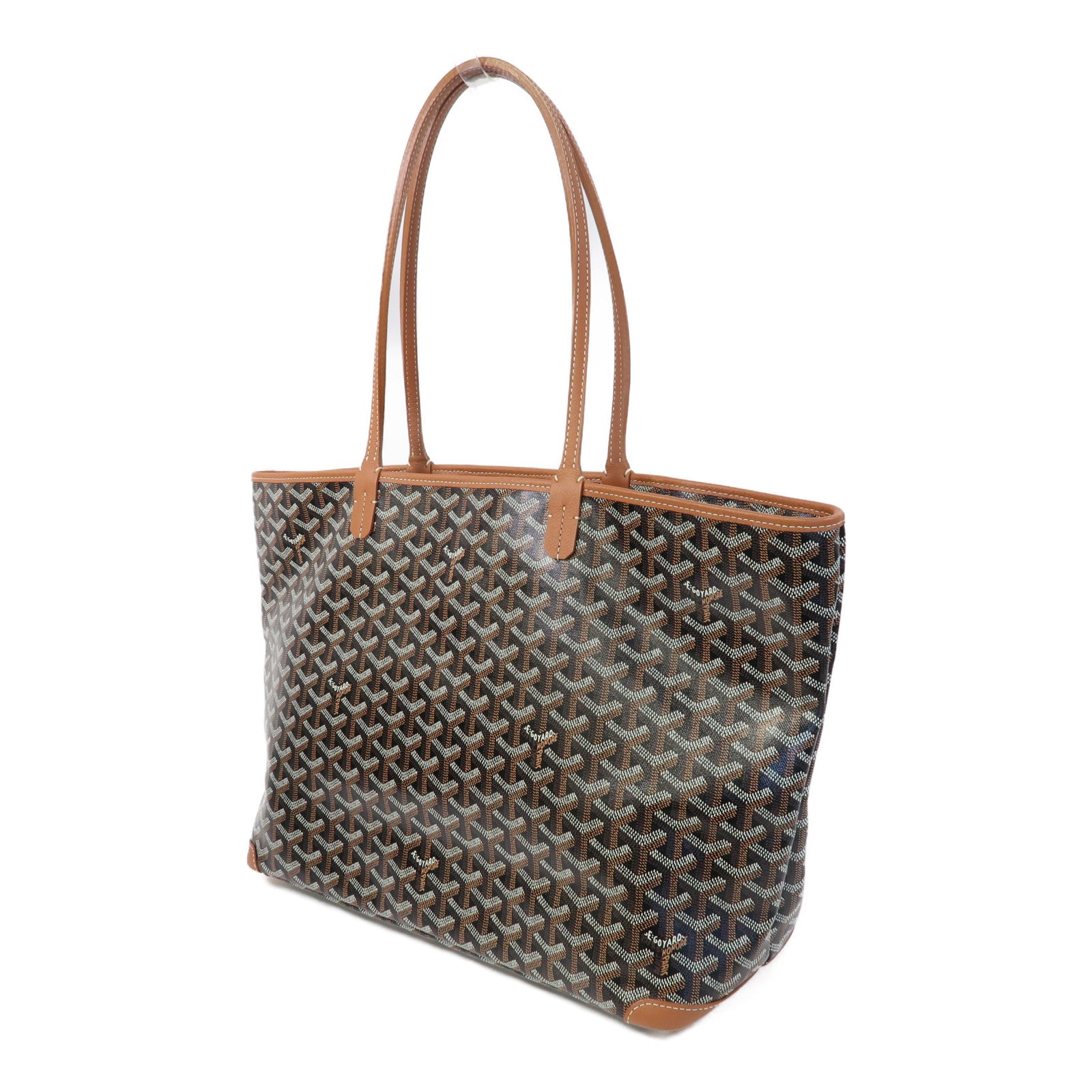 GOYARD 塗層帆布Tote Bag銀扣手挽袋黑色/啡色