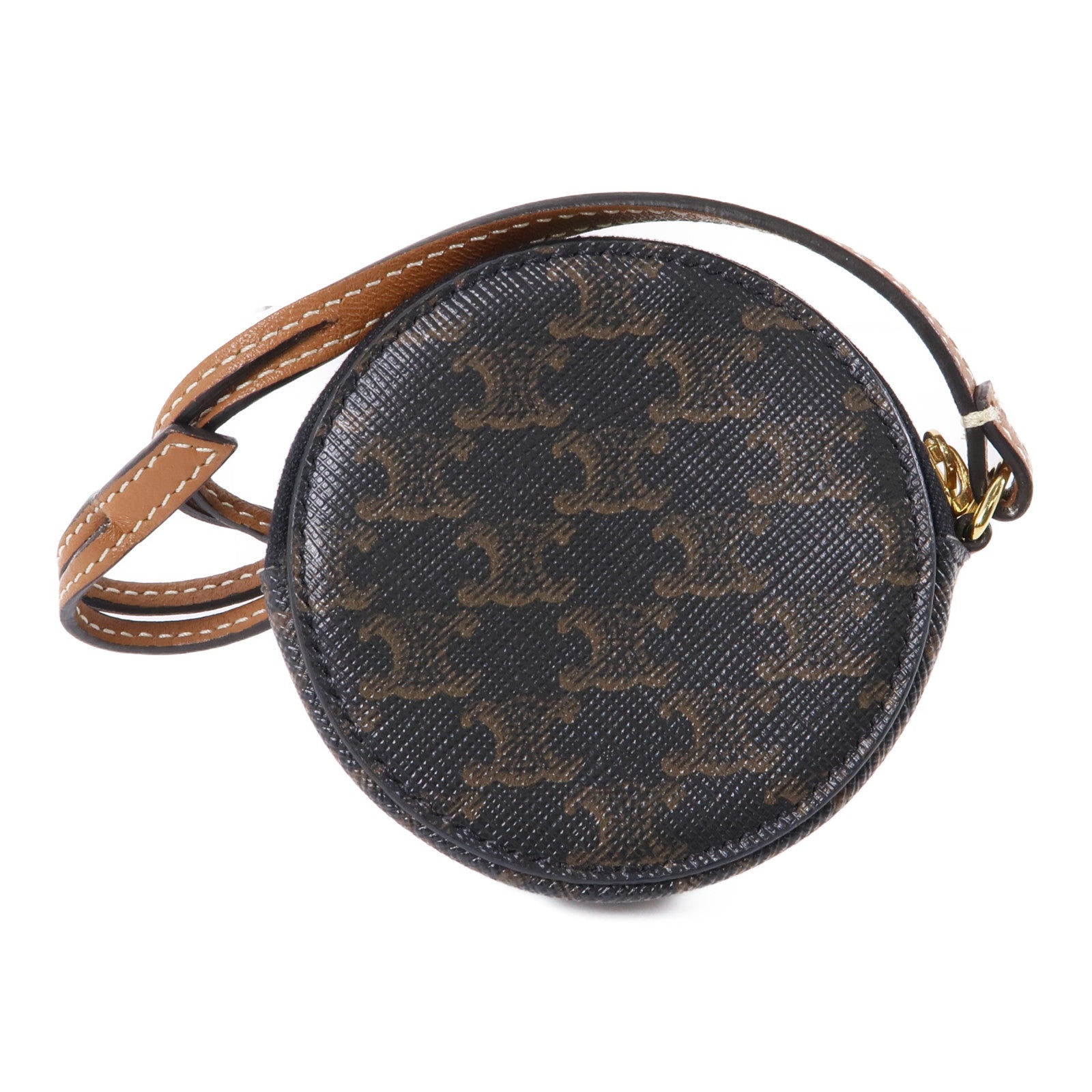 CELINE 塗層帆布Coin Case金扣零錢包黑色/棕色