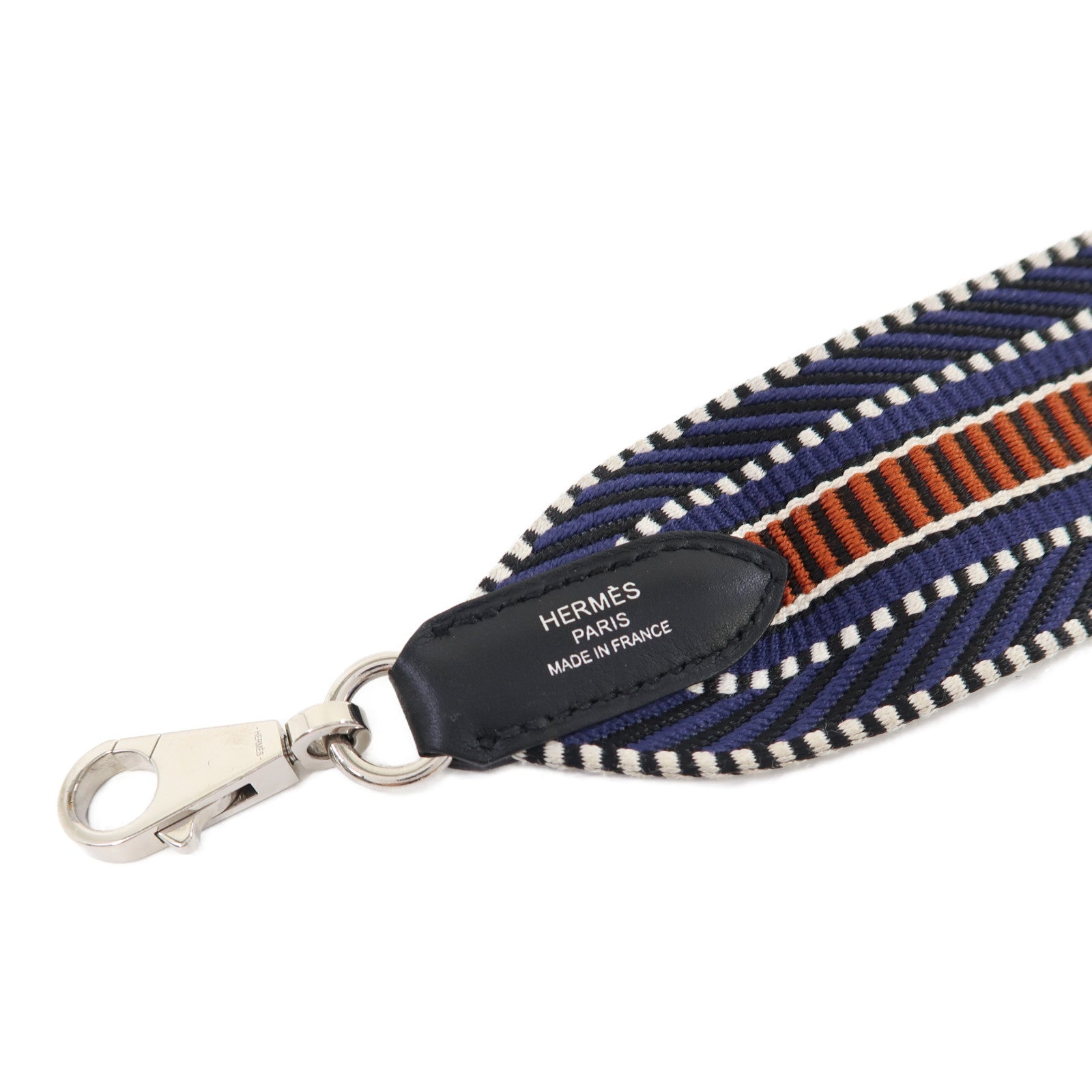 HERMES 帆布Shoulder Strap銀扣肩背帶藍色
