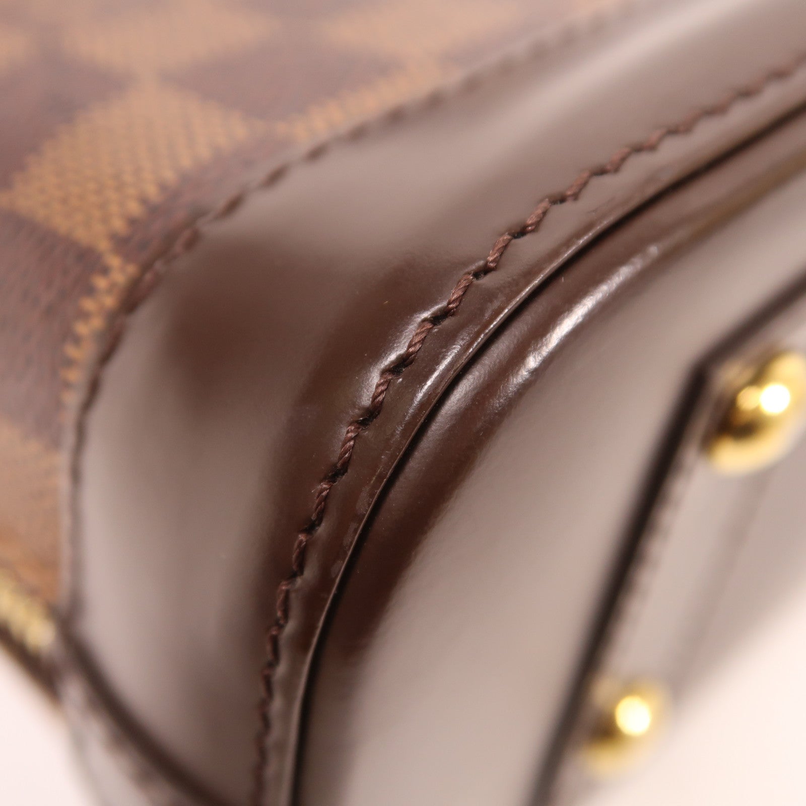 LOUIS VUITTON Damier Alma BB金扣手挽肩背兩用袋棕色