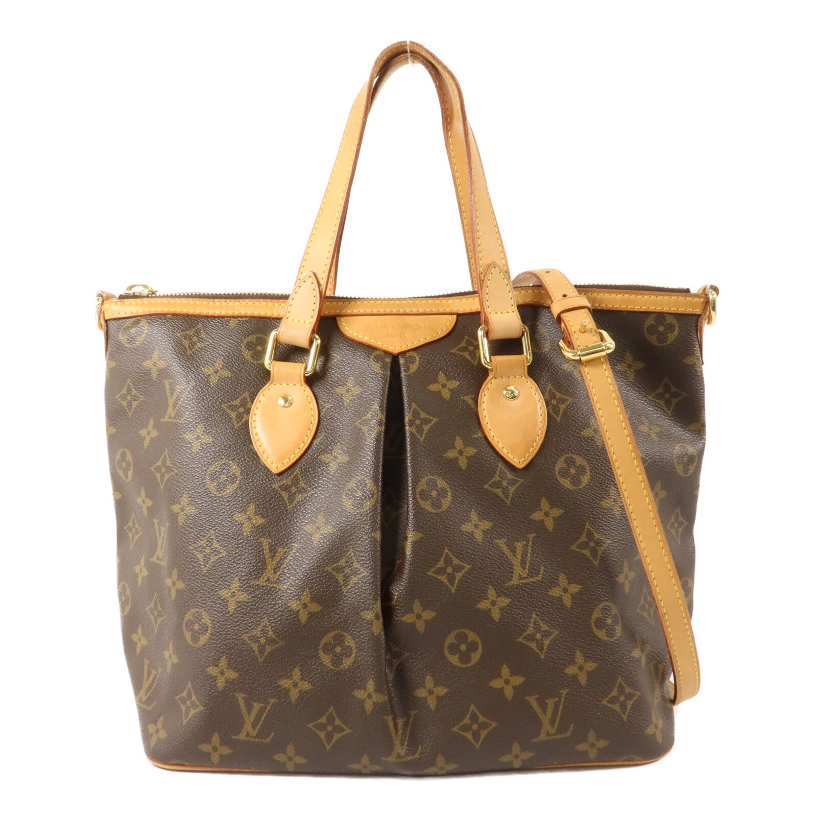 LOUIS VUITTON Monogram Palermo PM金扣手挽肩背兩用袋棕色