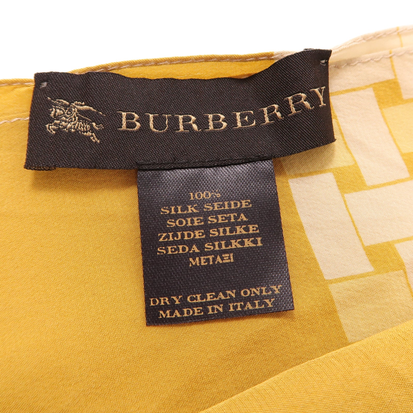 BURBERRY 絲質Scarf絲巾黃色