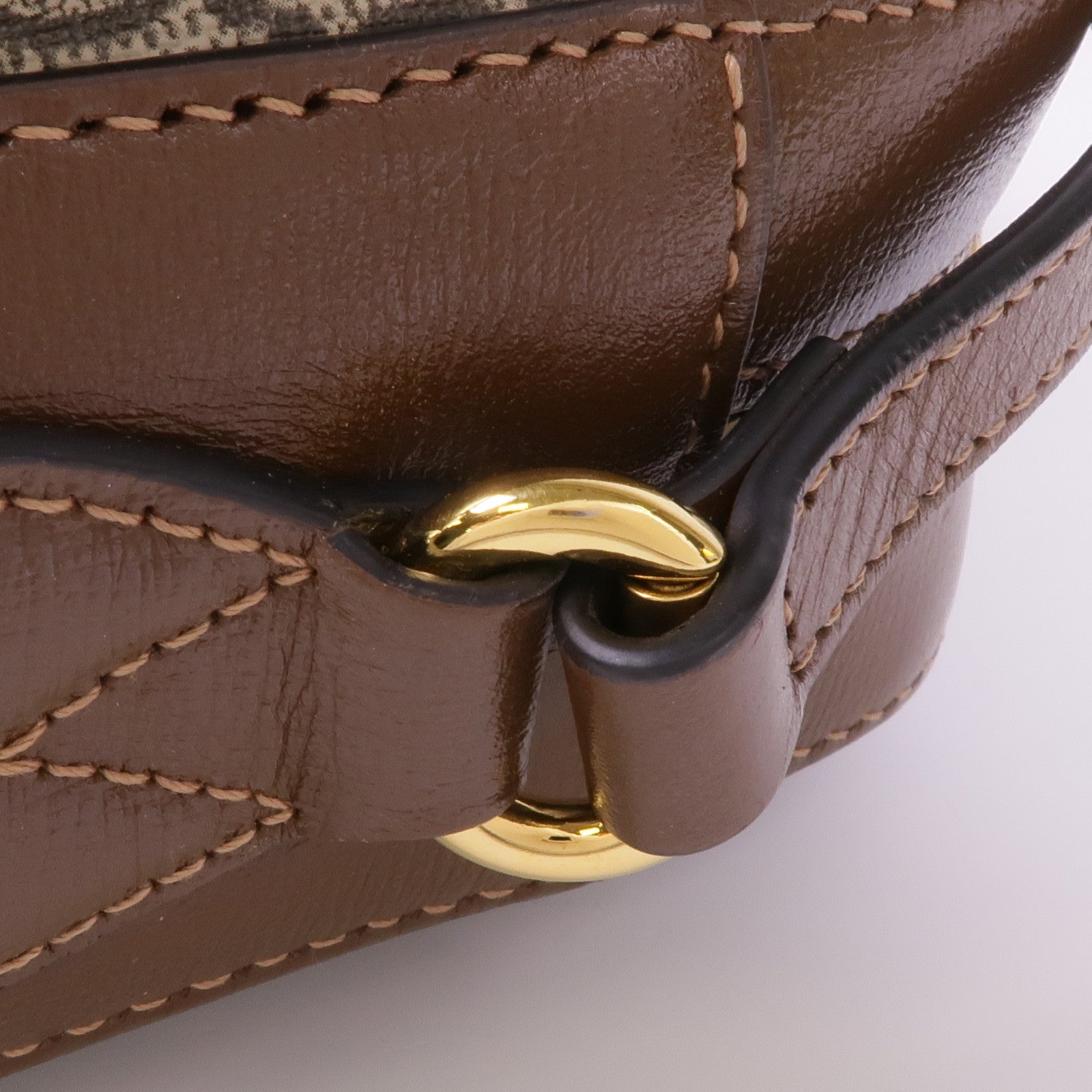 GUCCI 塗層帆布Horsebit 1955金扣肩背袋