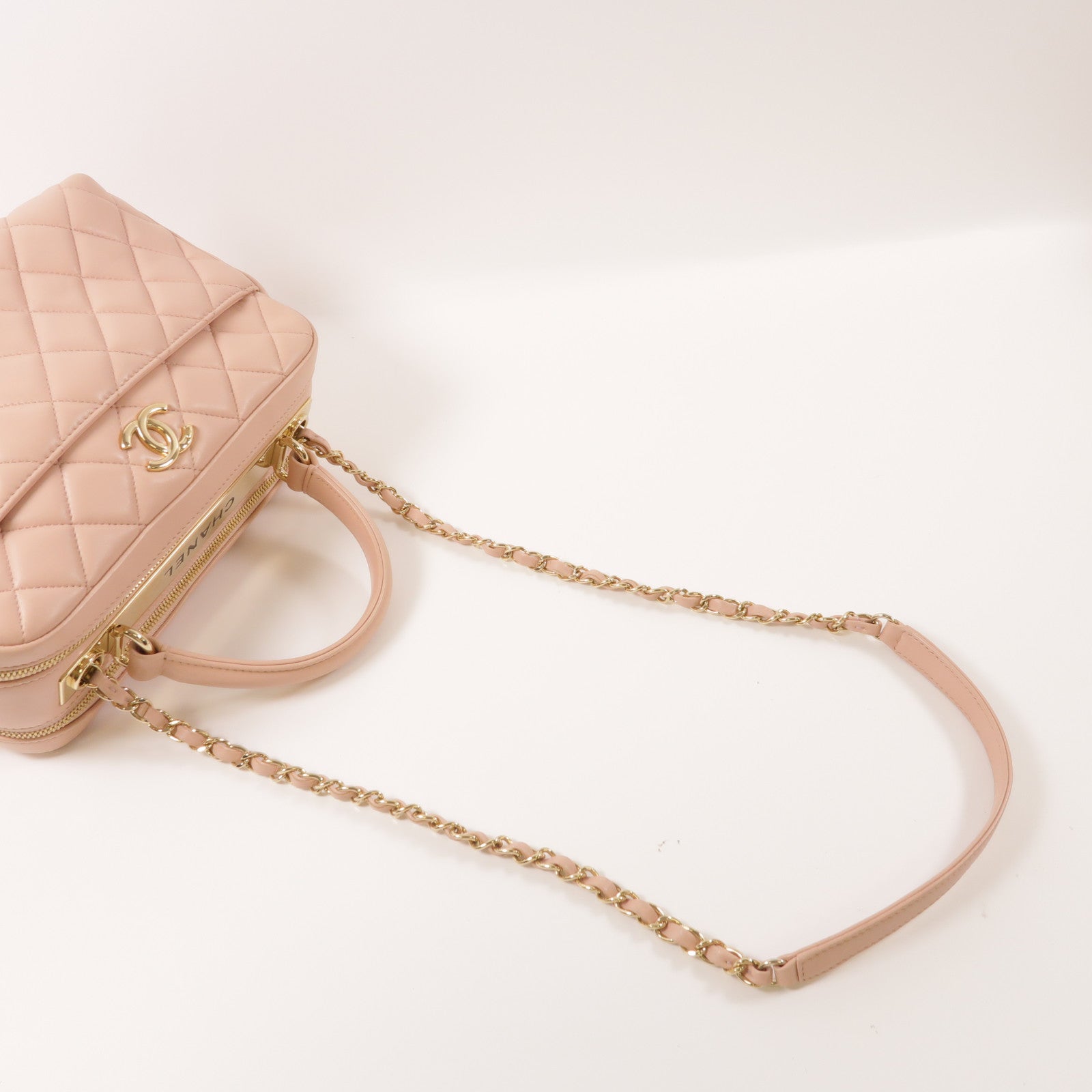 CHANEL 羊皮皮革2way Shoulder Bag金扣鏈帶手挽肩背兩用袋