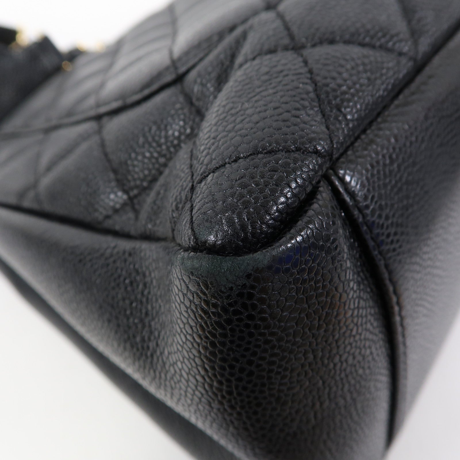 CHANEL 菱格Caviar皮革Grand Shopping Tote Bag金扣肩背袋黑色