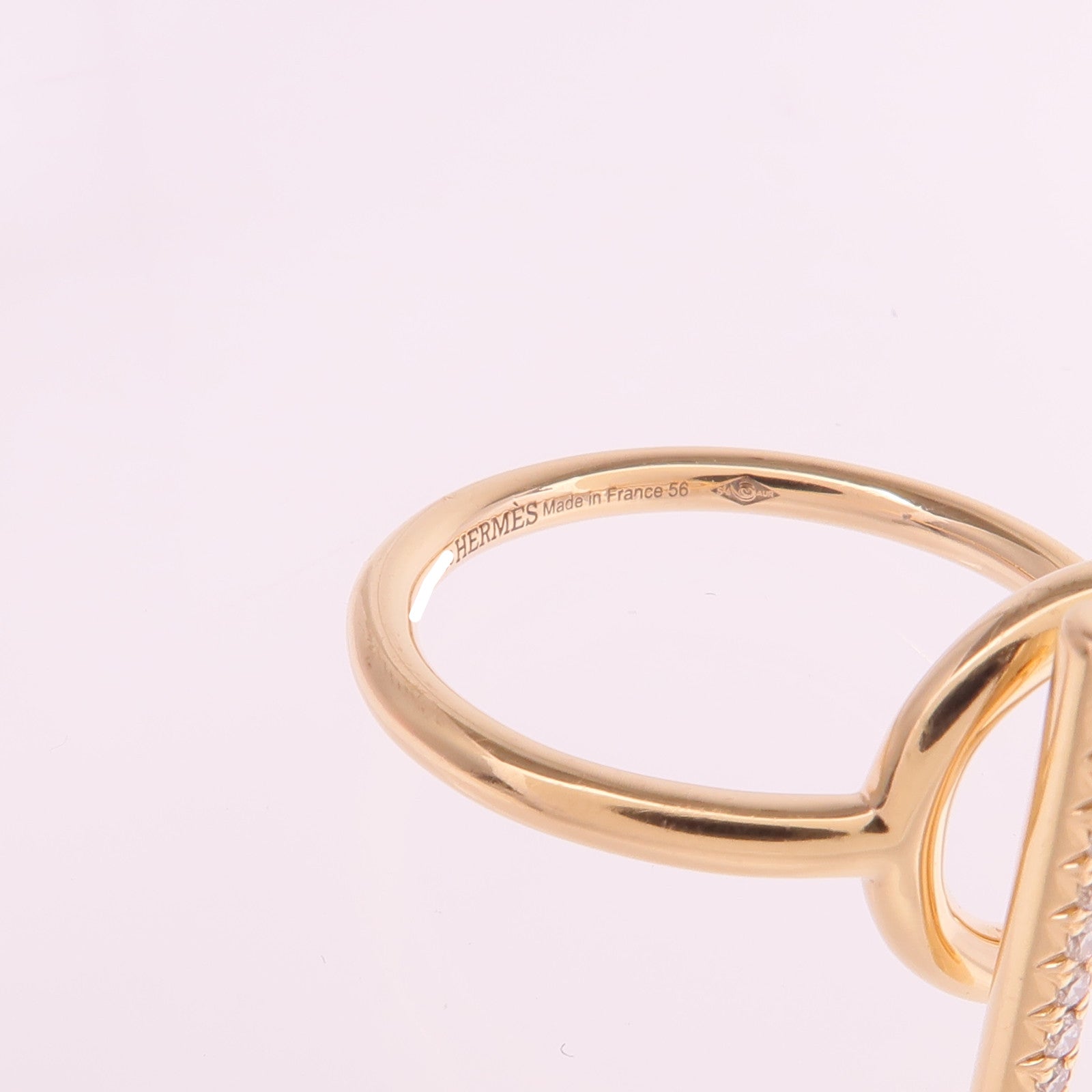 HERMES 18K玫瑰金Echappee Ring鑽石戒指