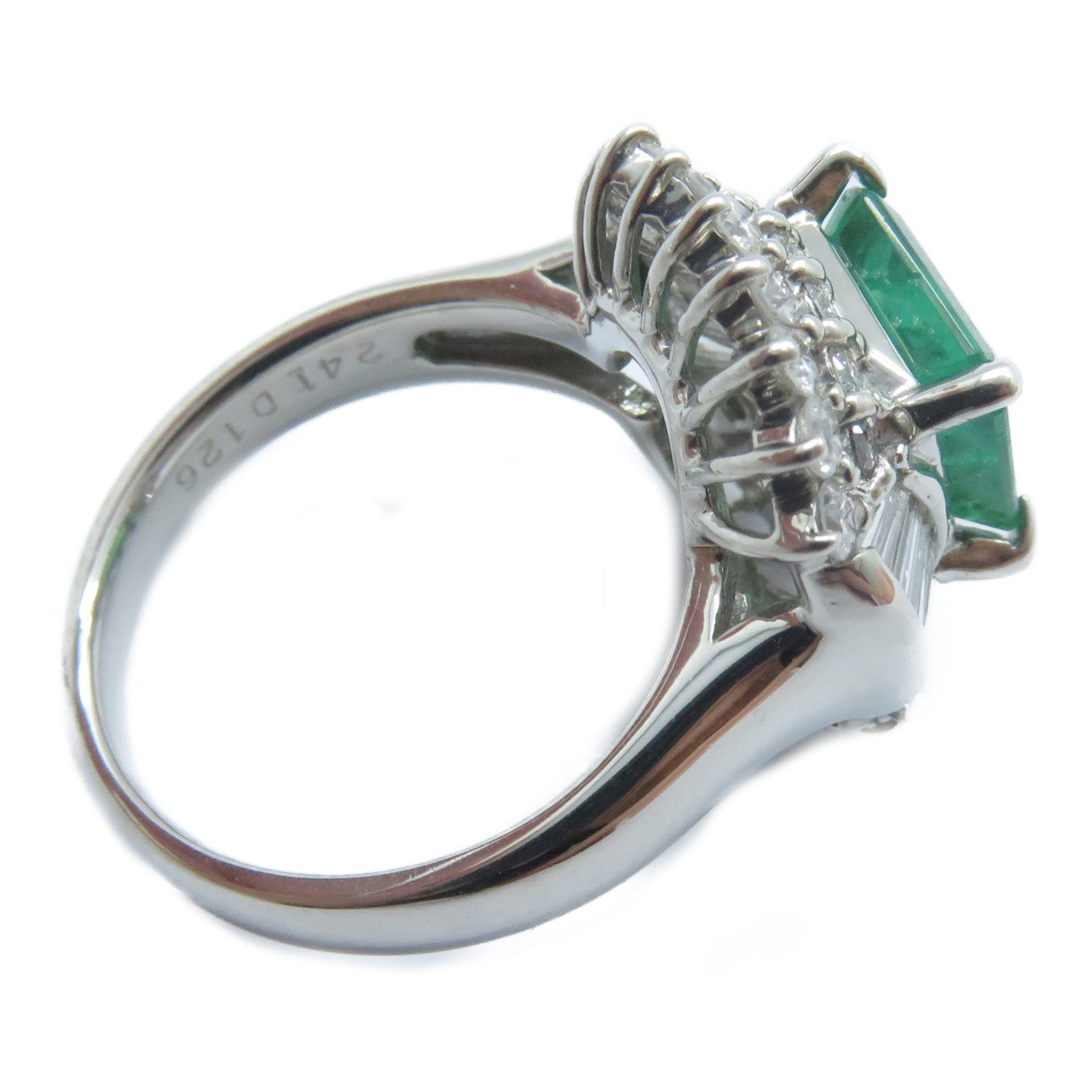 JEWELRY 【激減優惠】PT850鉑金Emerald Diamond Ring 2.41ct綠寶石/1.26ct鑽石戒指US#5.75