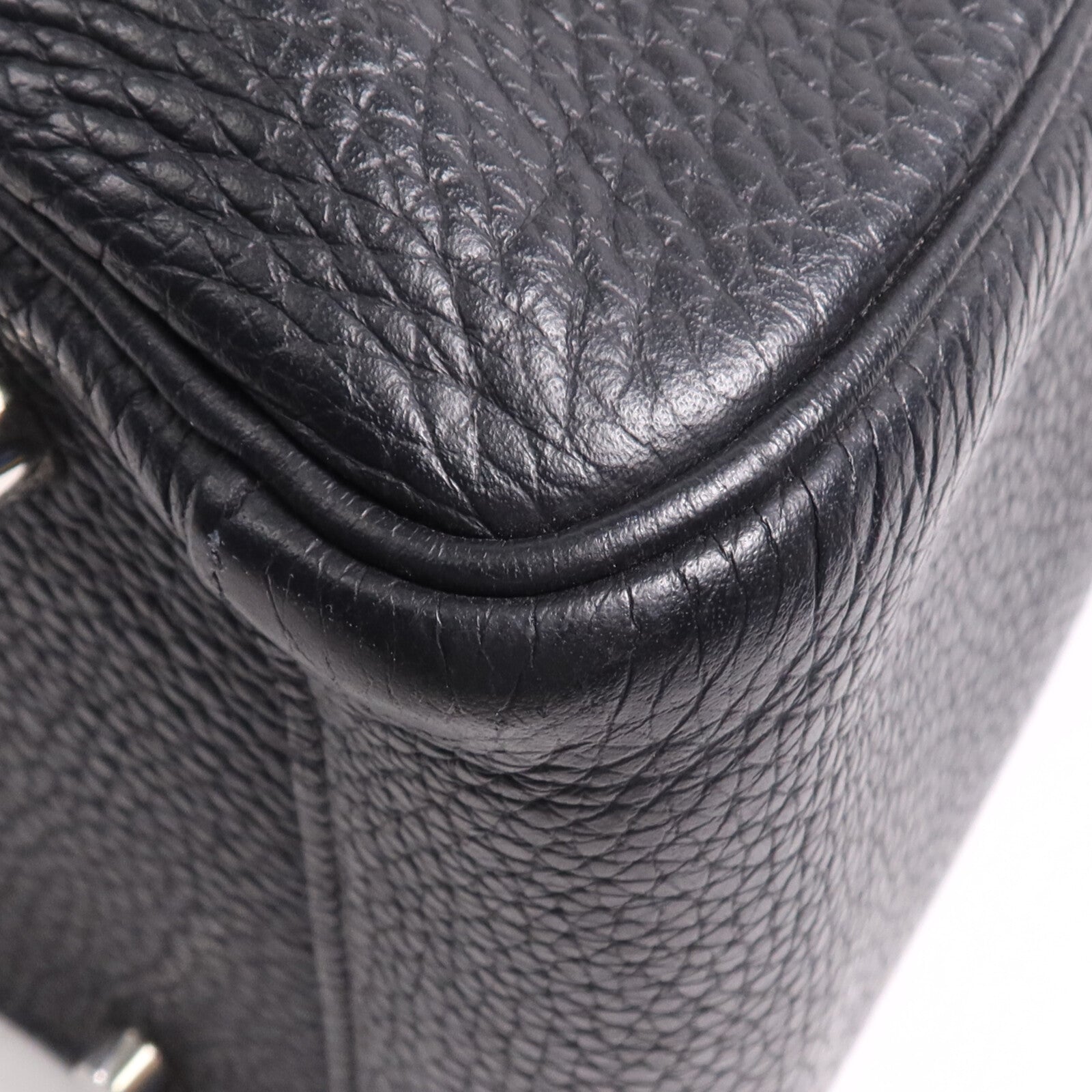 HERMES Clemence皮革Lindy 30銀扣手挽肩背兩用袋Noir