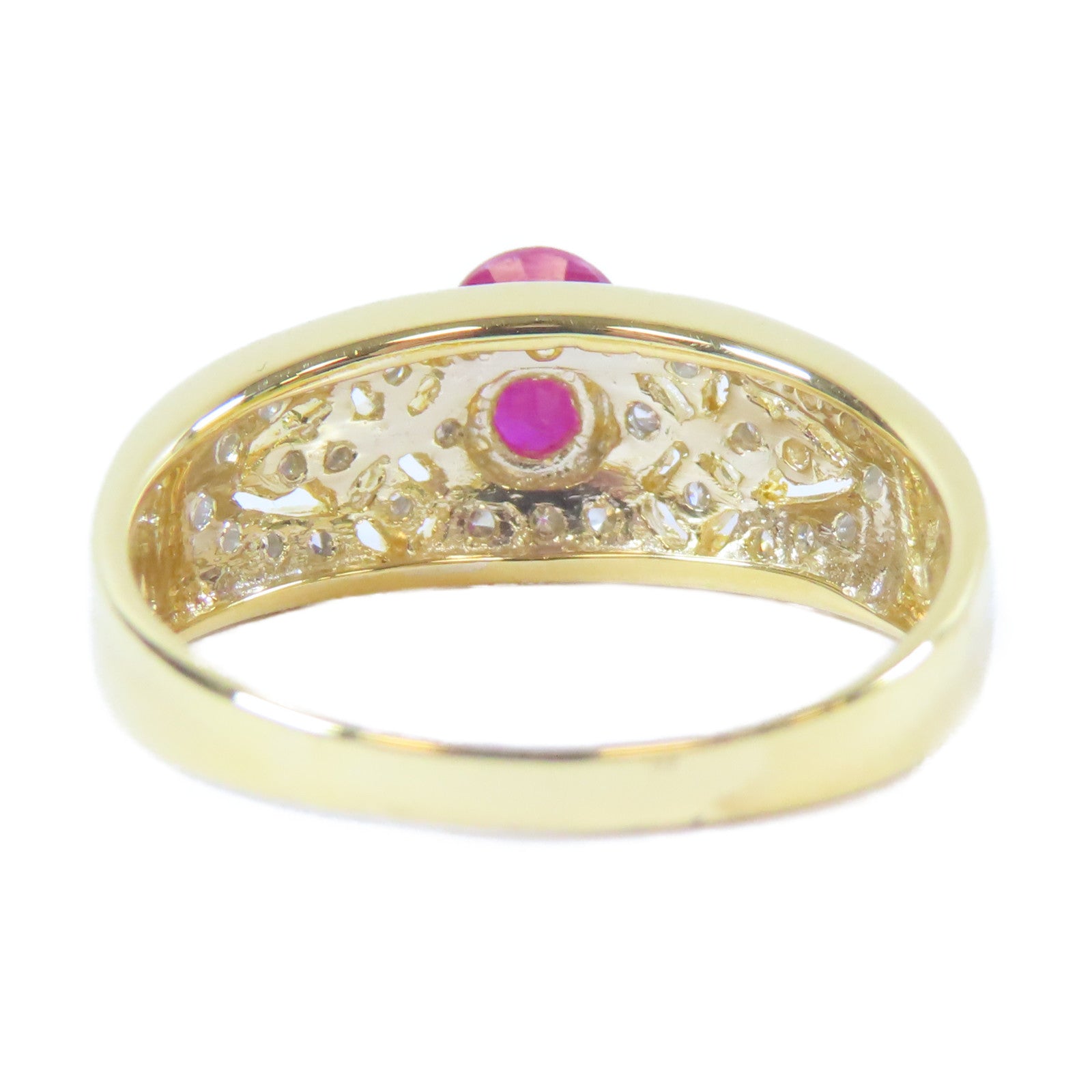 JEWELRY **【激減優惠】18K黃金Diamond Ring0.21ct鑽石/0.78ct紅寶石戒指US#6.25