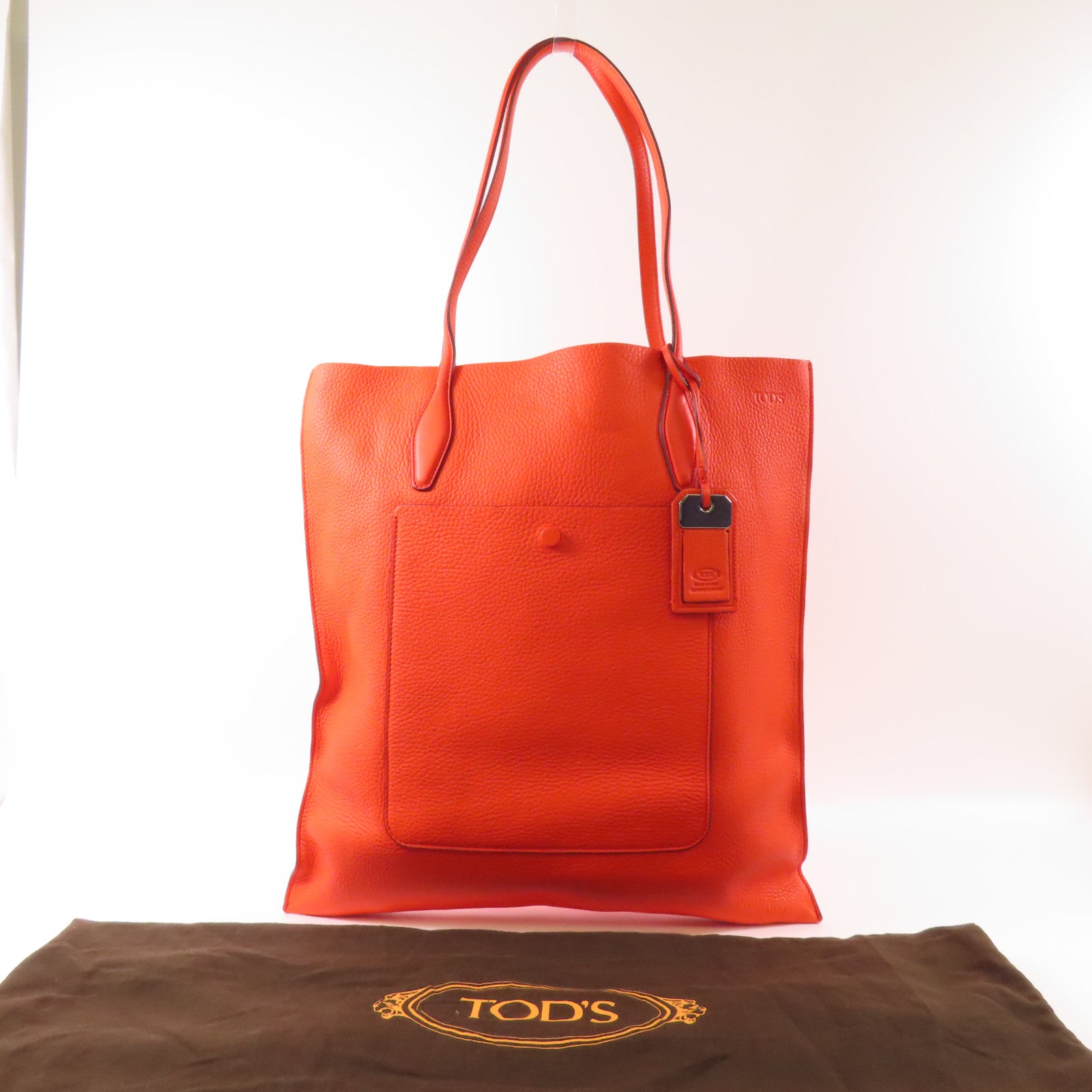 TOD'S 牛皮皮革Tote Bag銀扣肩背袋