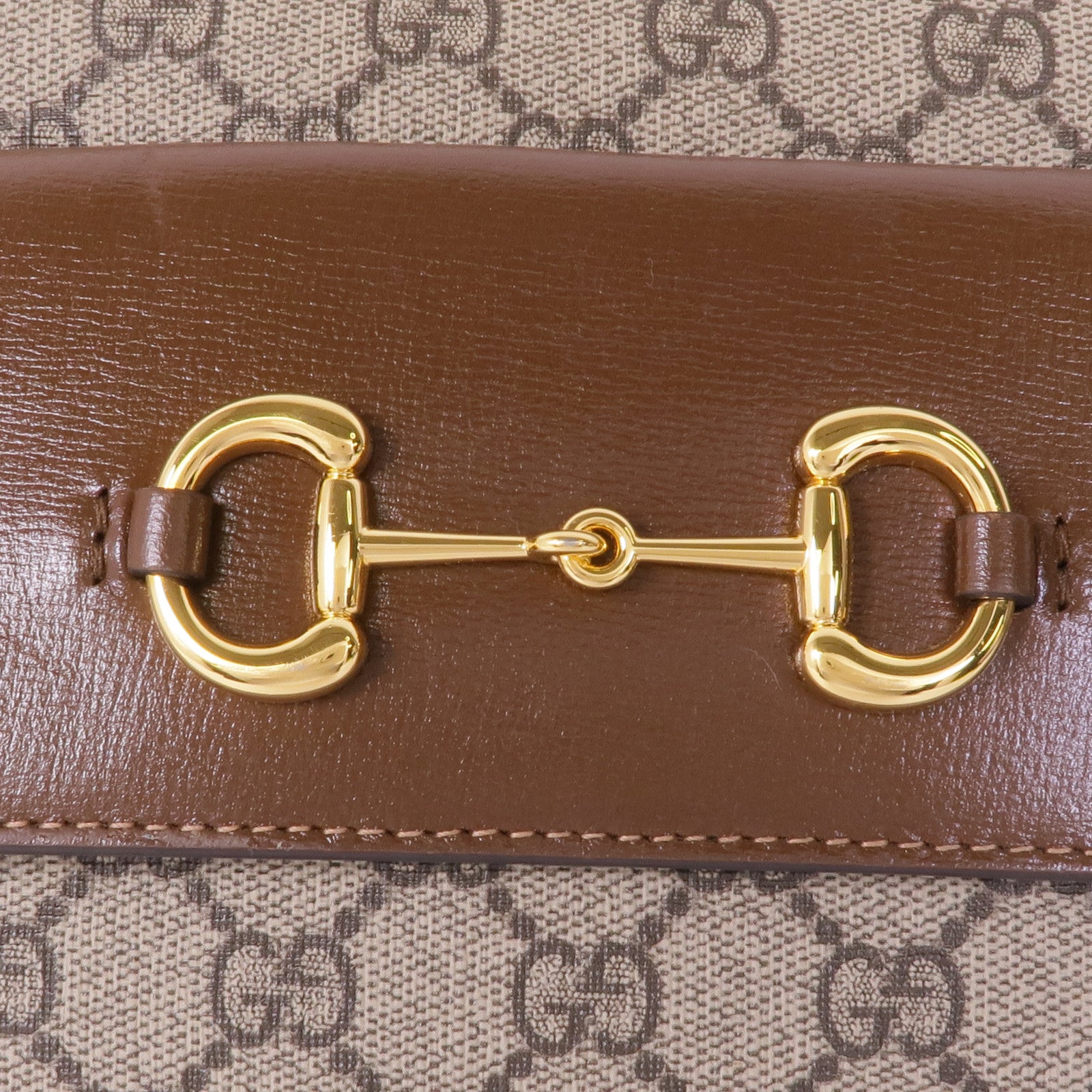 GUCCI 塗層帆布Horsebit 1955金扣肩背袋