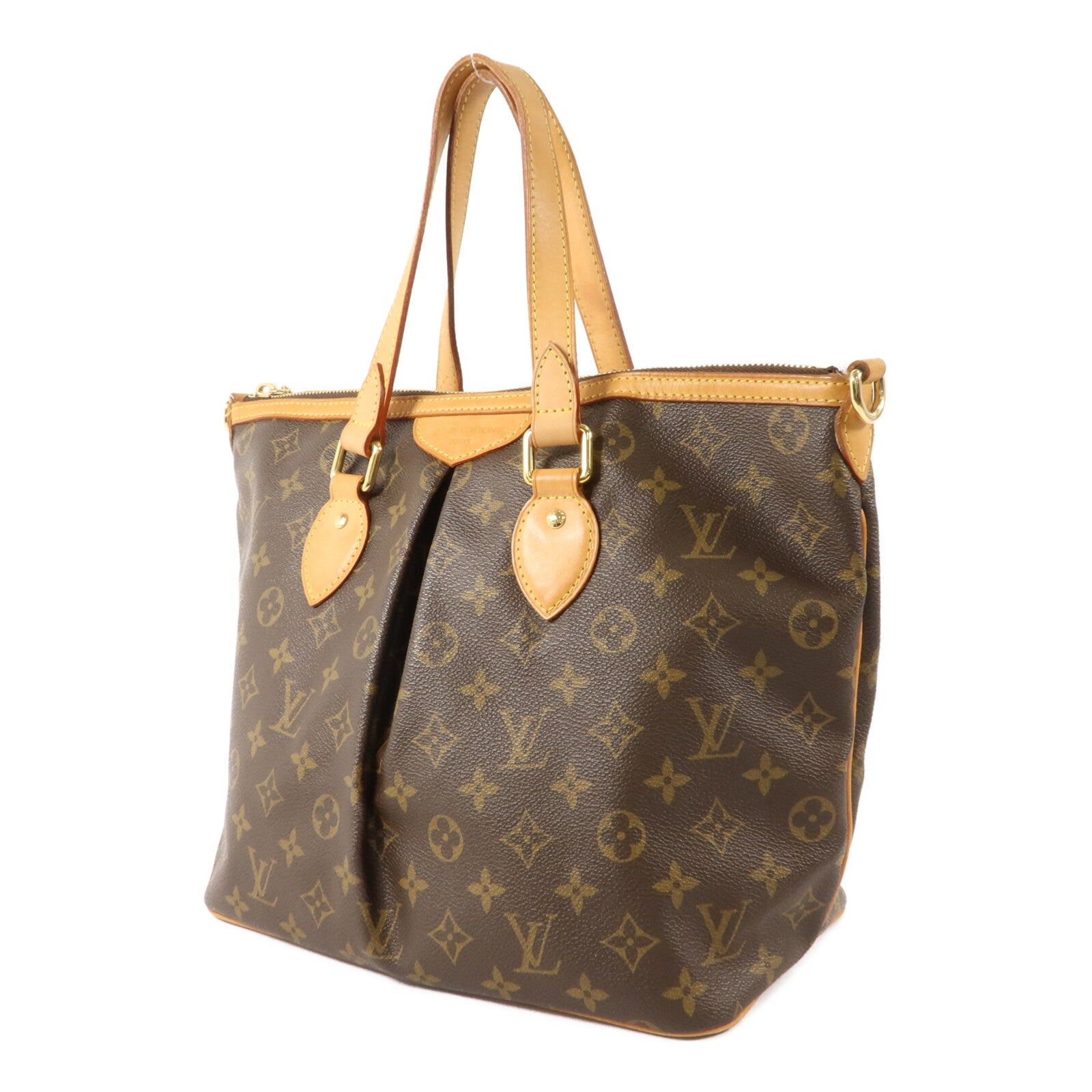 LOUIS VUITTON Monogram Palermo PM金扣手挽肩背兩用袋棕色