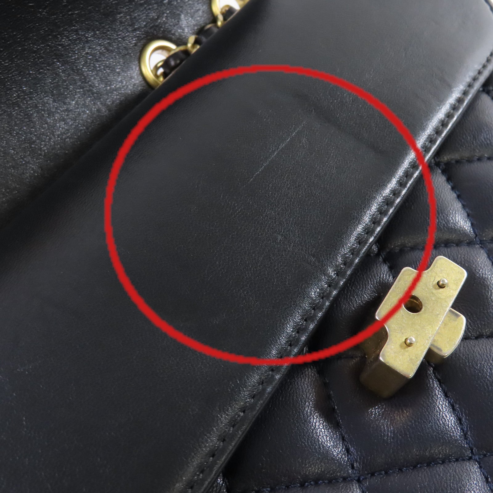 CHANEL 菱格羊皮皮革Chain Shoulder Bag金扣鏈帶肩背袋黑色