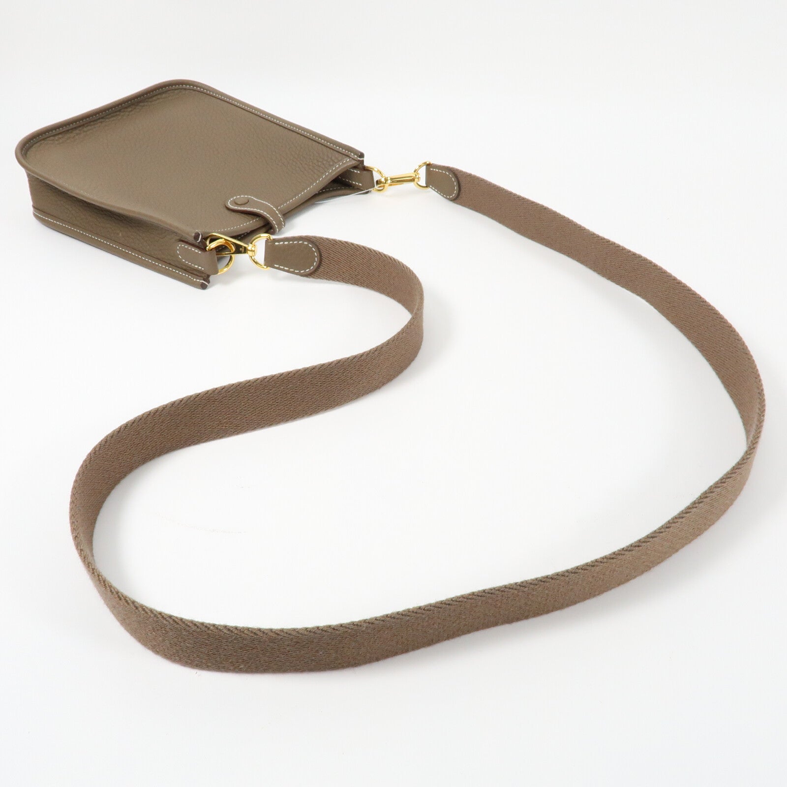 HERMES Clemence皮革Evelyne TPM金扣肩背袋Etoupe