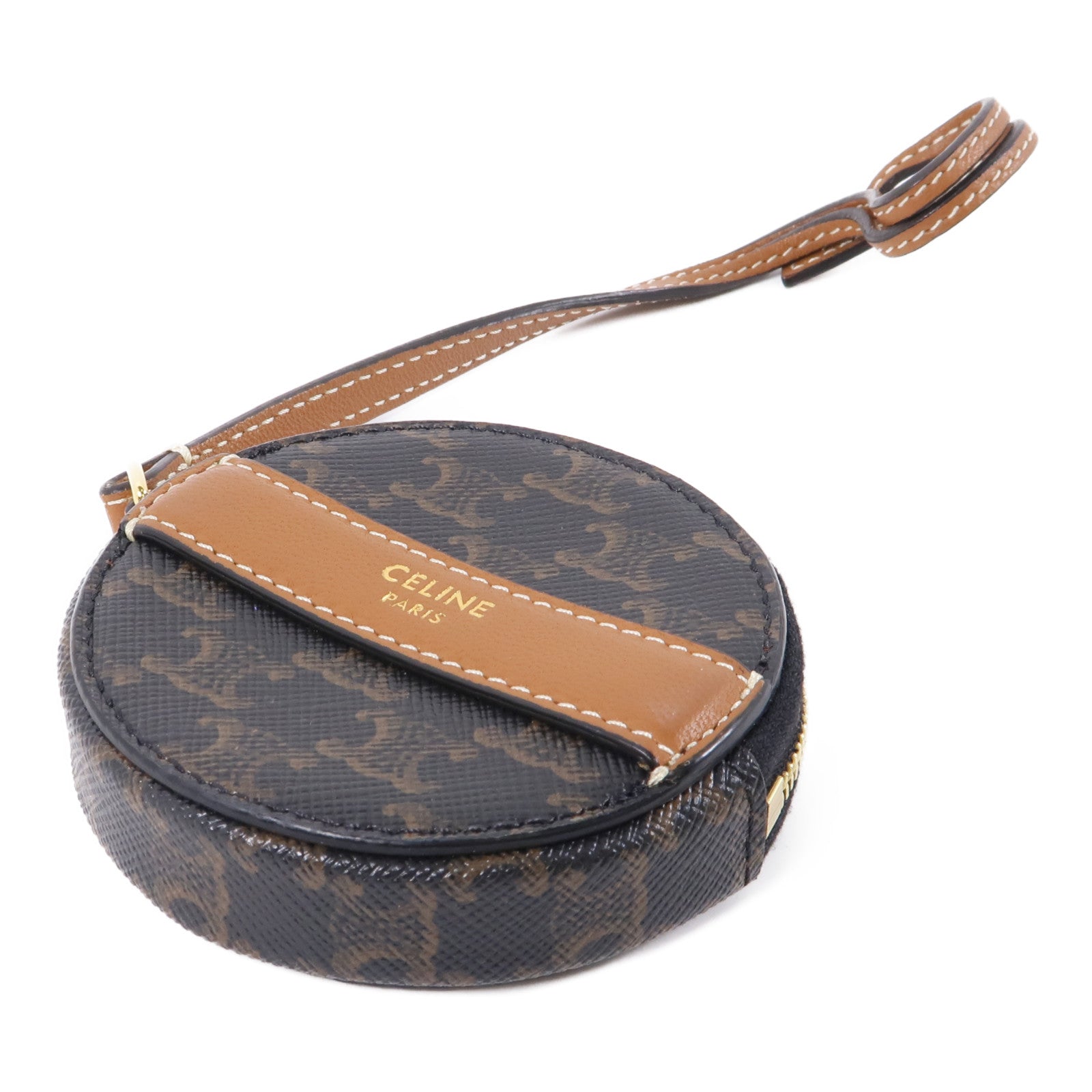 CELINE 塗層帆布Coin Case金扣零錢包黑色/棕色