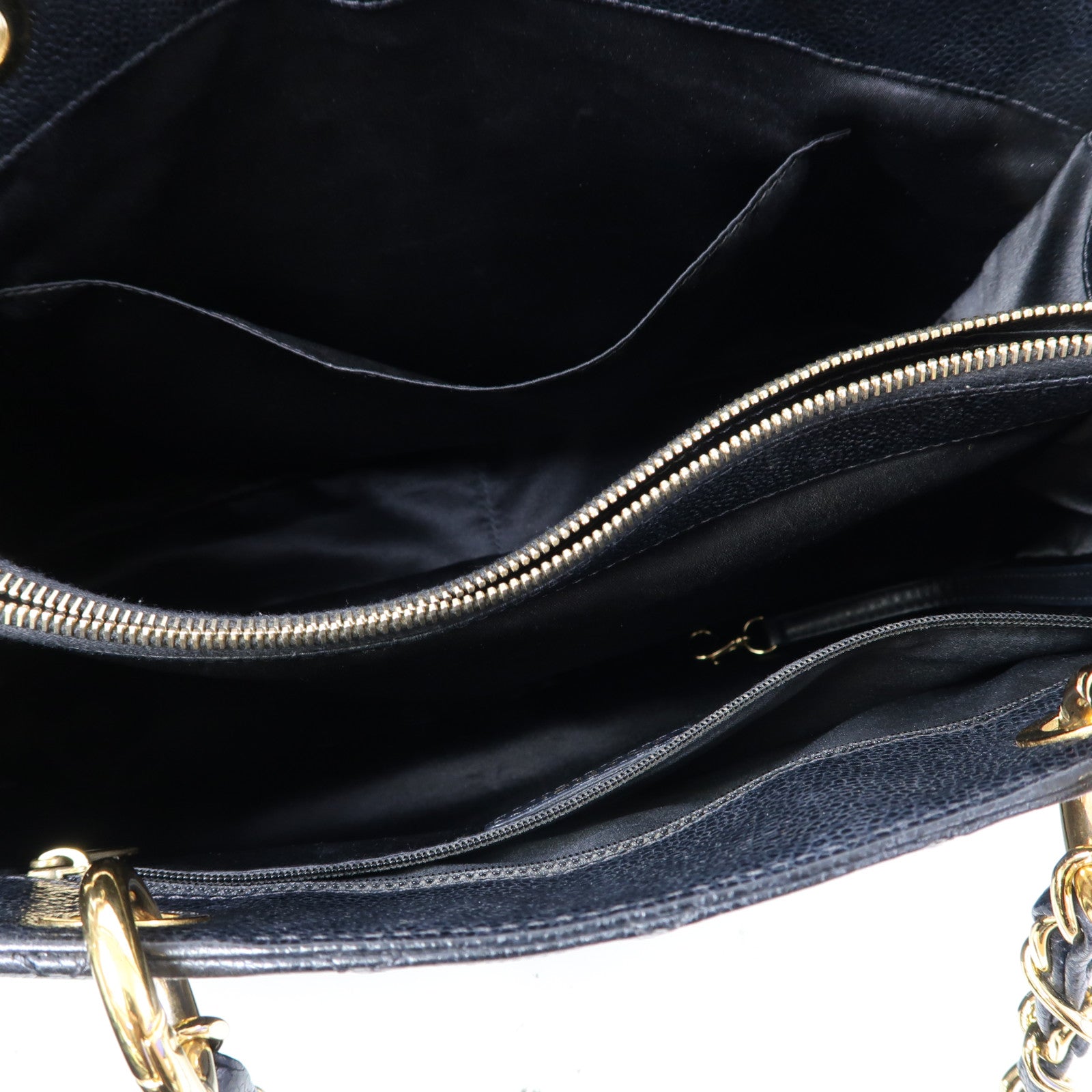 CHANEL 菱格Caviar皮革Grand Shopping Tote Bag金扣肩背袋黑色