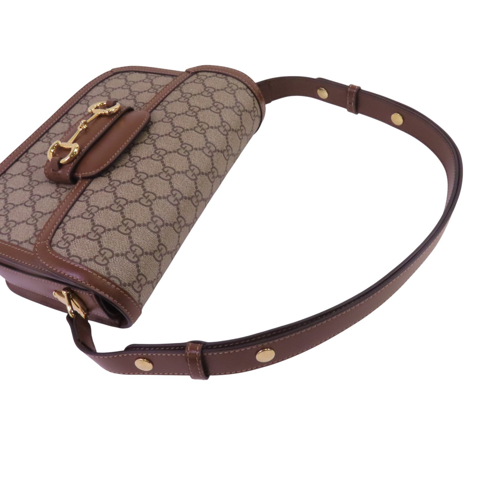 GUCCI 塗層帆布Horsebit 1955 MM金扣肩背袋