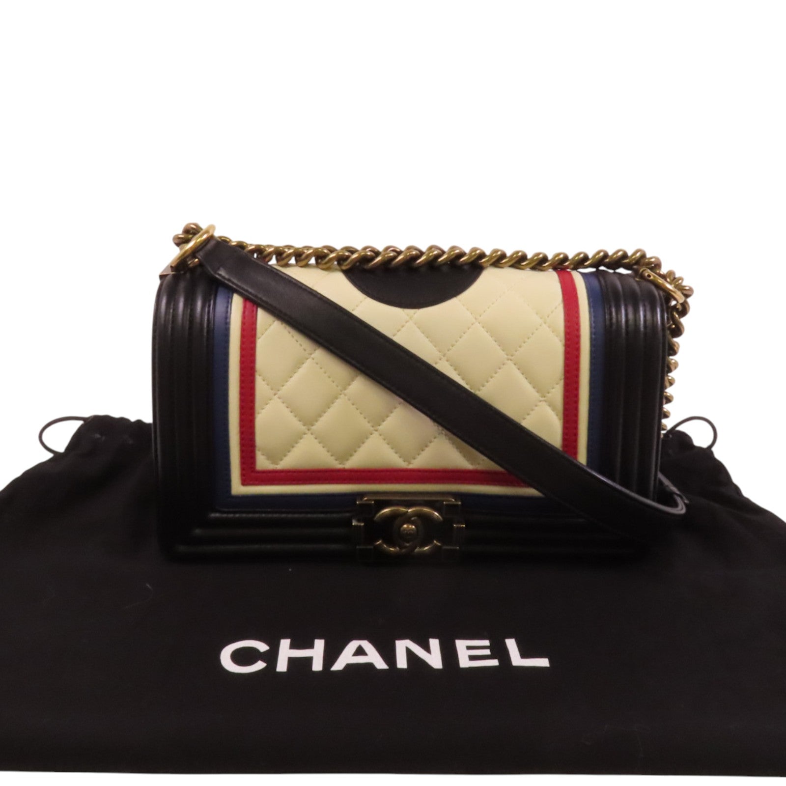 CHANEL 牛皮皮革Boy Chanel 25銀扣鏈帶肩背袋