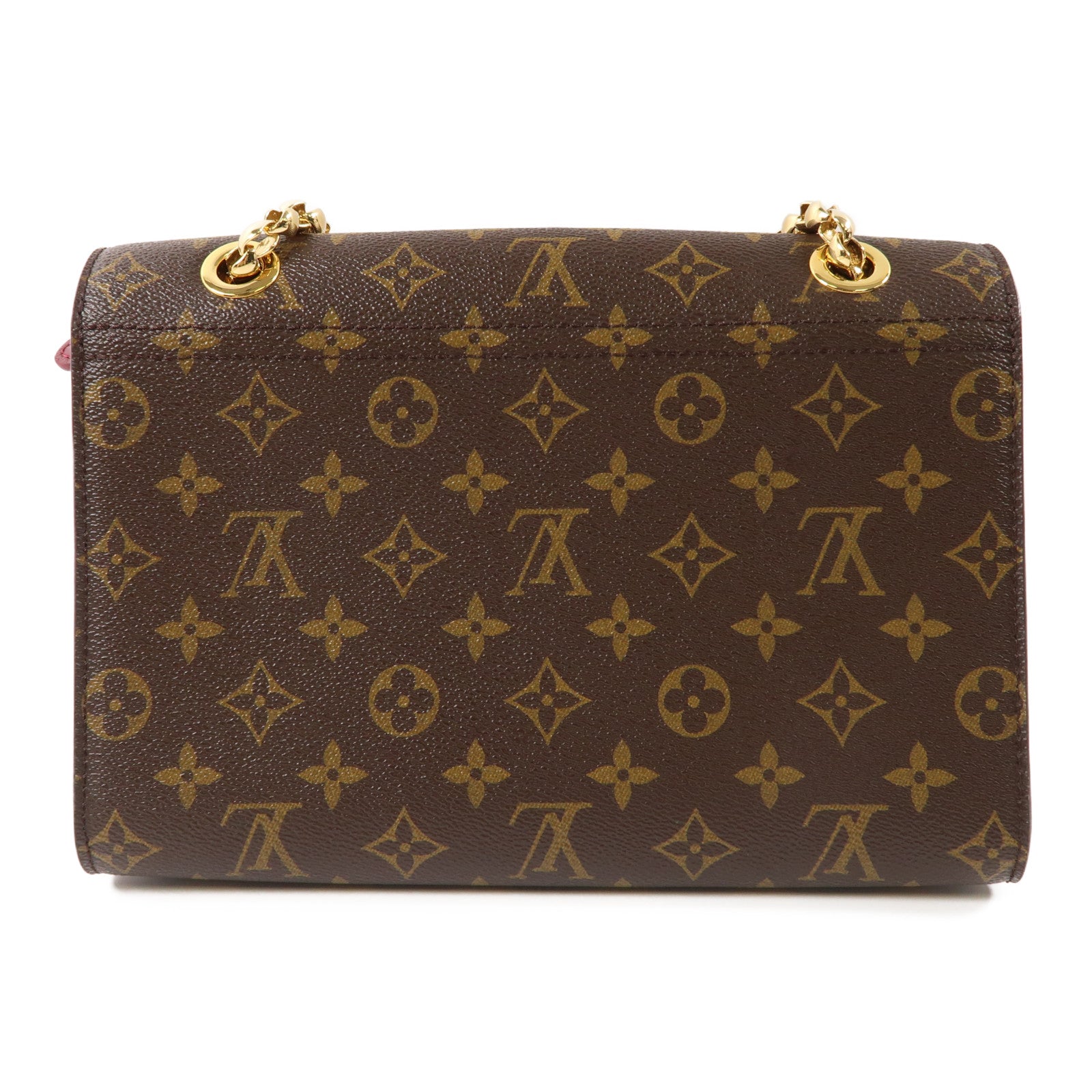 LOUIS VUITTON Monogram Victoire金扣鏈帶肩背袋啡色/紫紅色