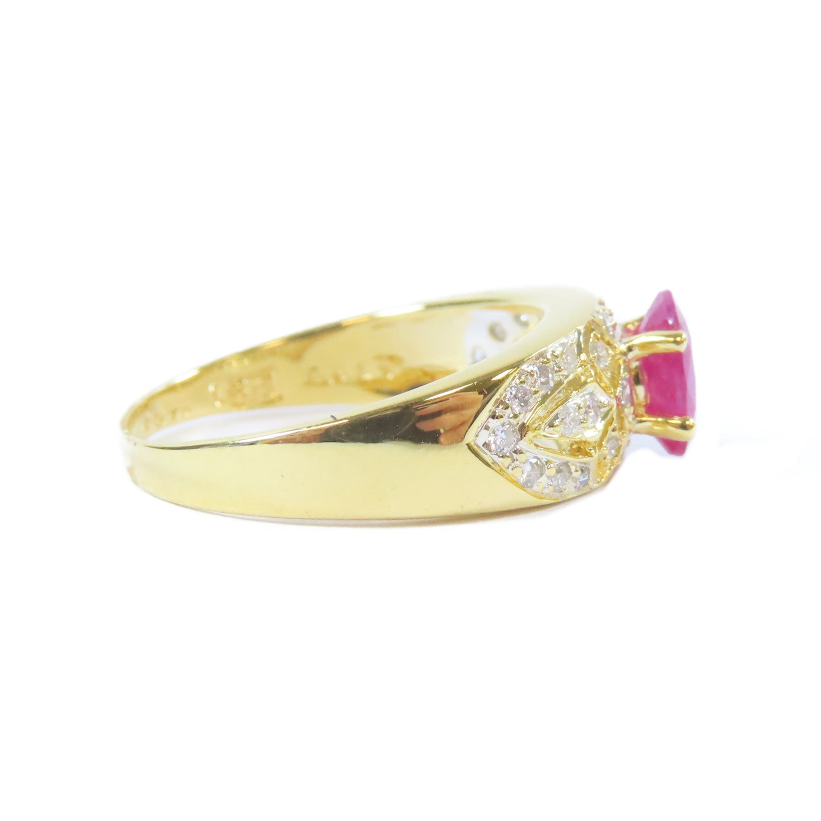 JEWELRY **【激減優惠】18K黃金Diamond Ring0.21ct鑽石/0.78ct紅寶石戒指US#6.25