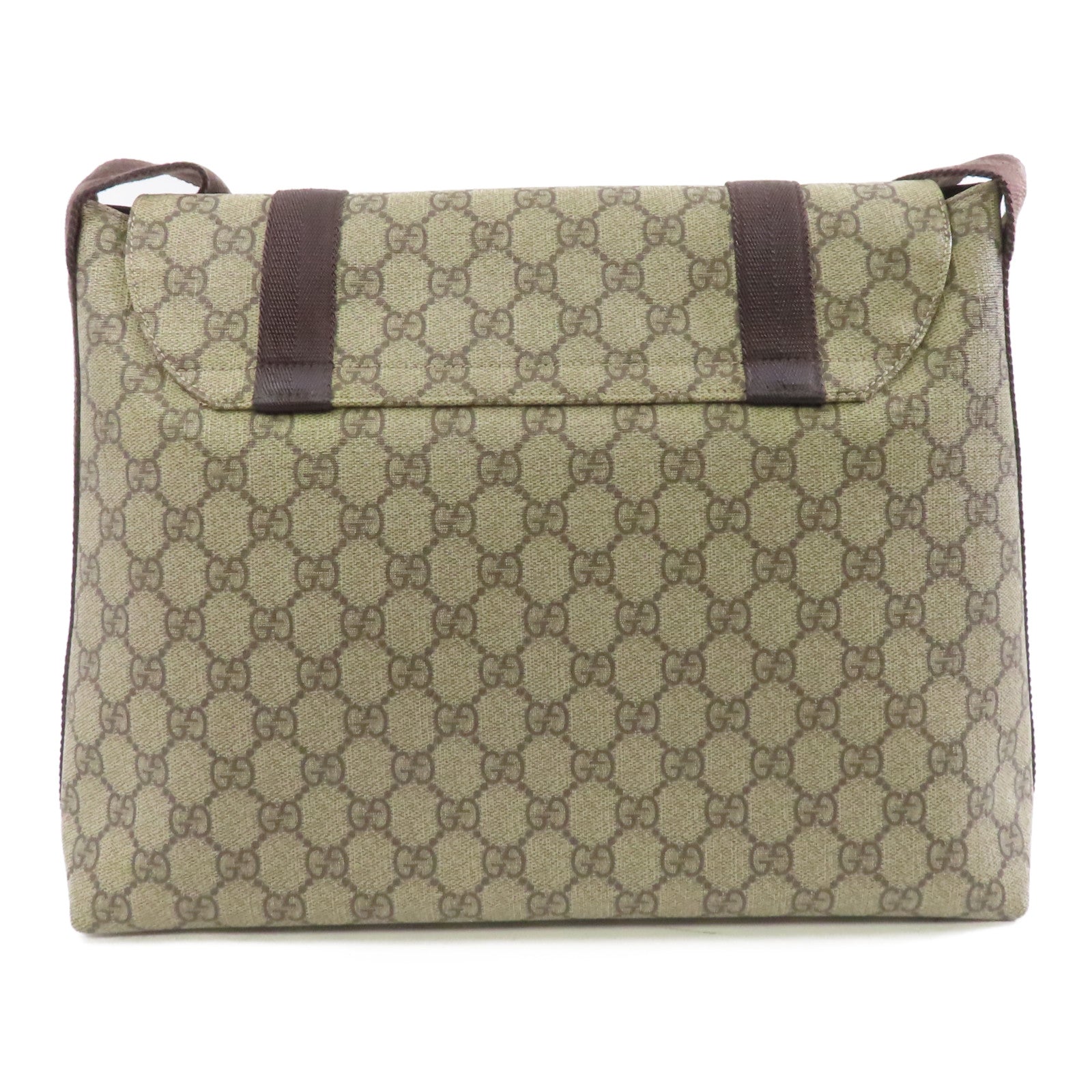 GUCCI 塗層帆布Shoulder Bag銀扣肩背袋啡色