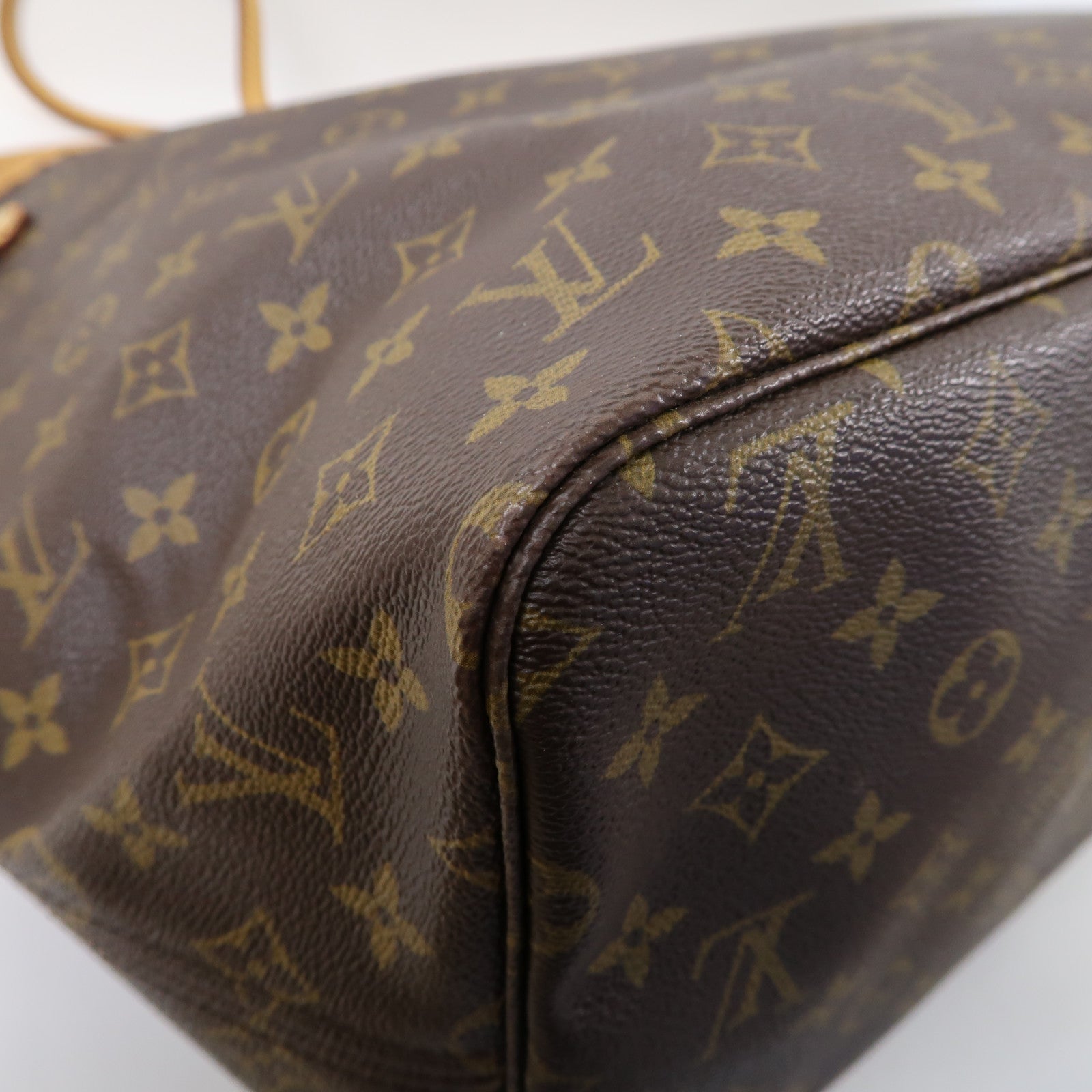 LOUIS VUITTON Monogram Neverfull GM金扣手挽袋啡色