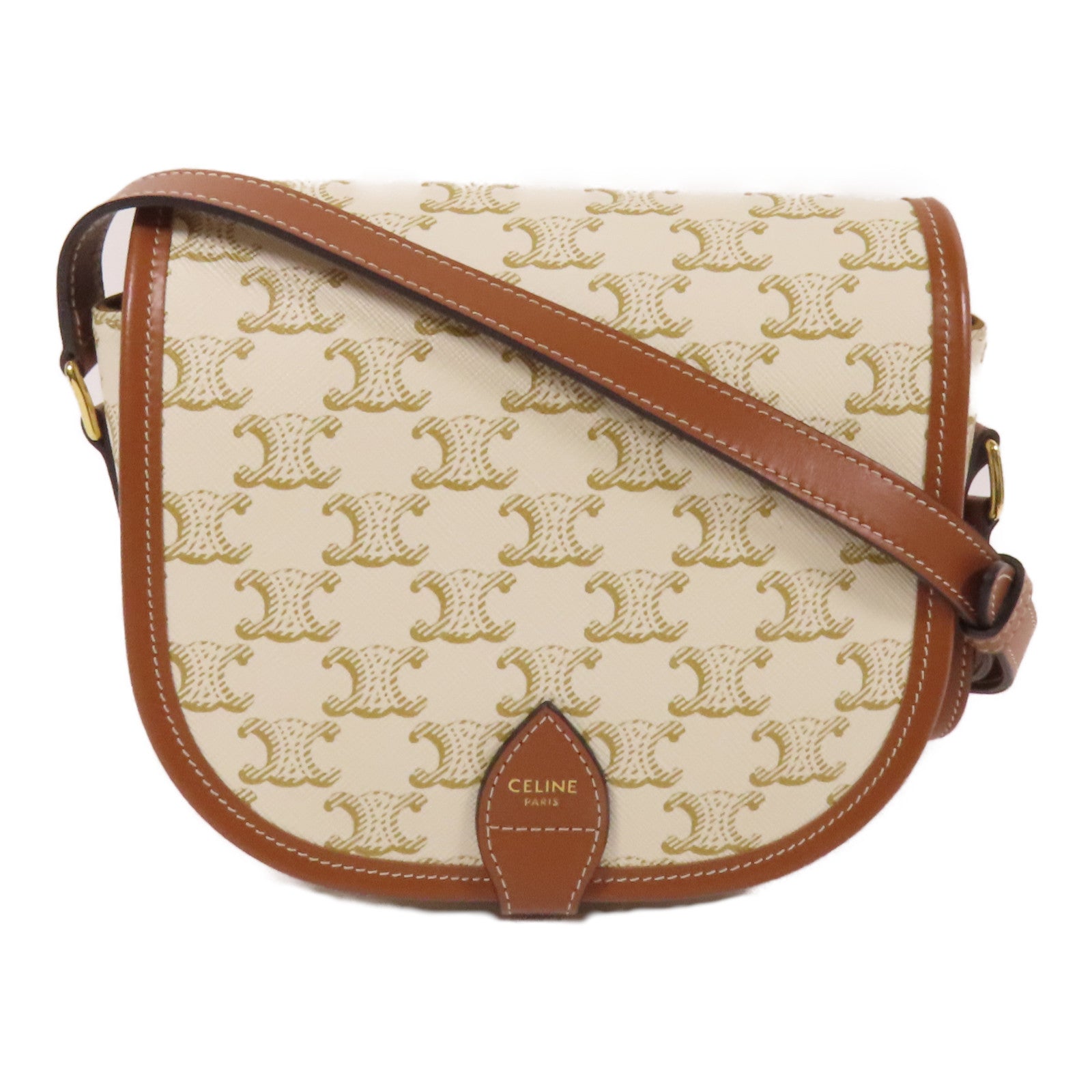 CELINE 塗層帆布Folco Bag金扣肩背袋