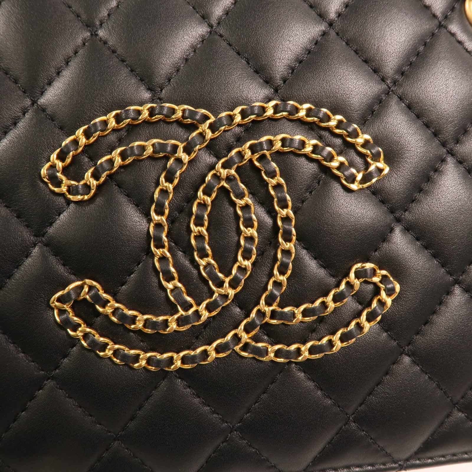 CHANEL 羊皮皮革CC Chain Accordion Bag金扣鏈帶肩背袋