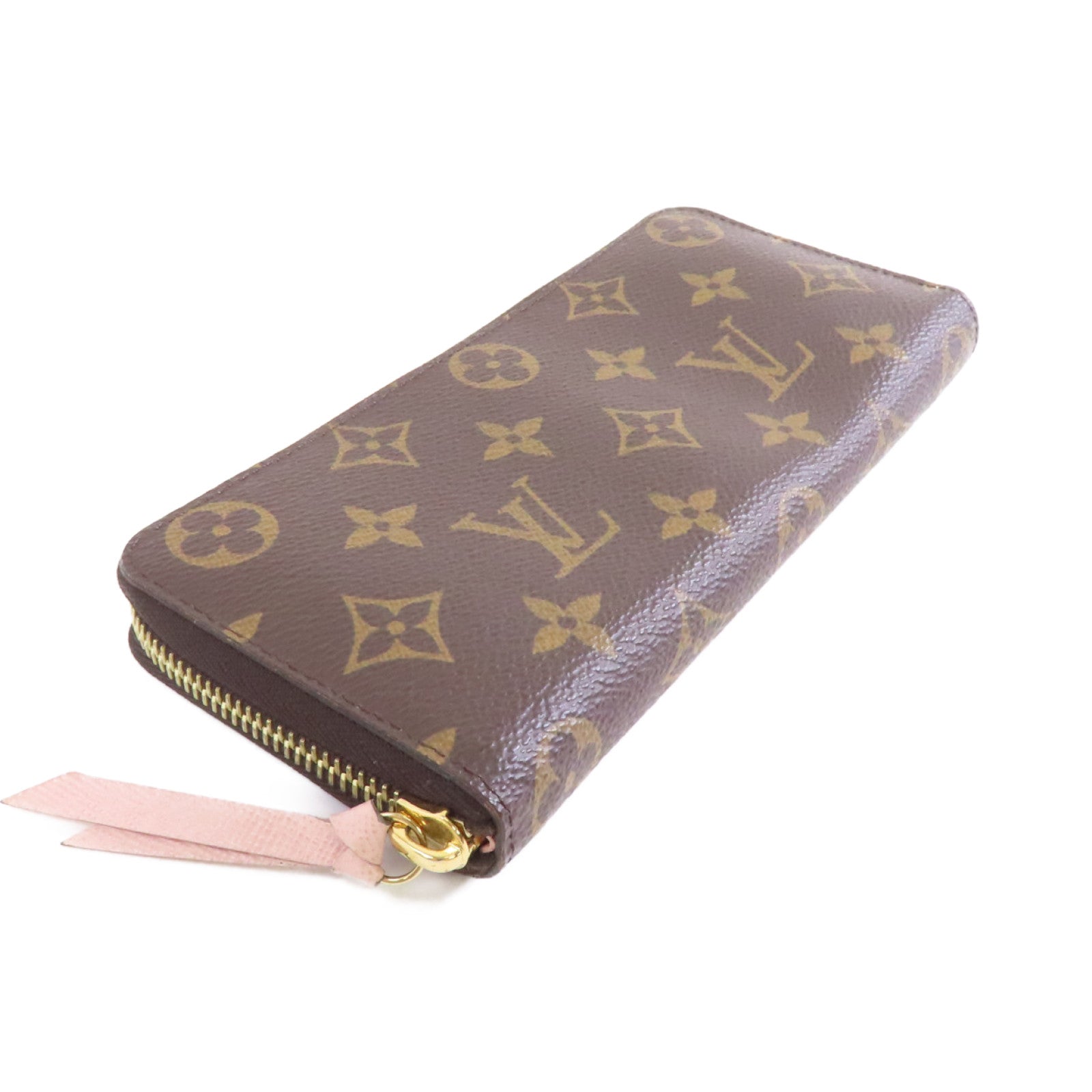 LOUIS VUITTON Monogram Clemence Wallet金扣長錢包棕色/粉紅色