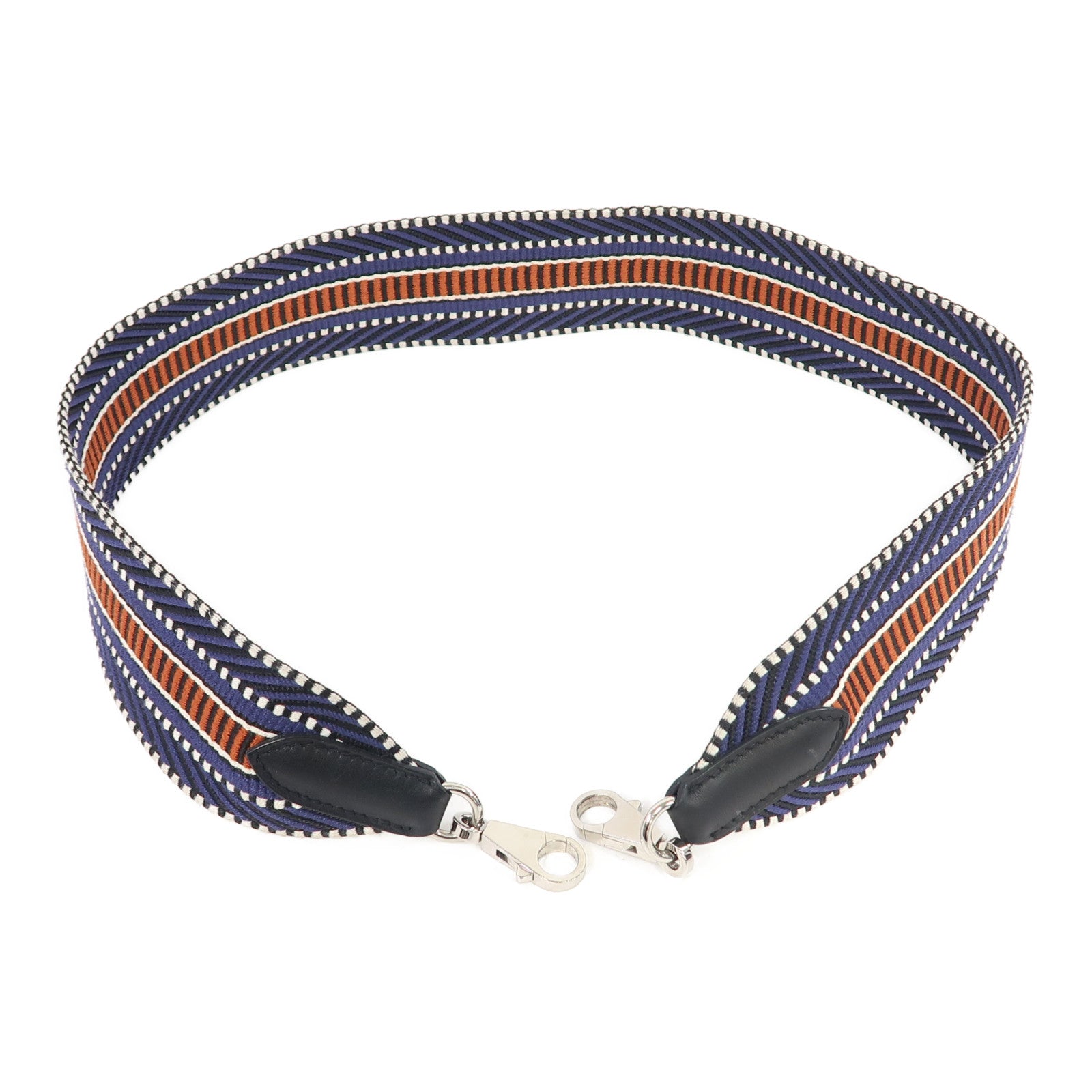HERMES 帆布Shoulder Strap銀扣肩背帶藍色