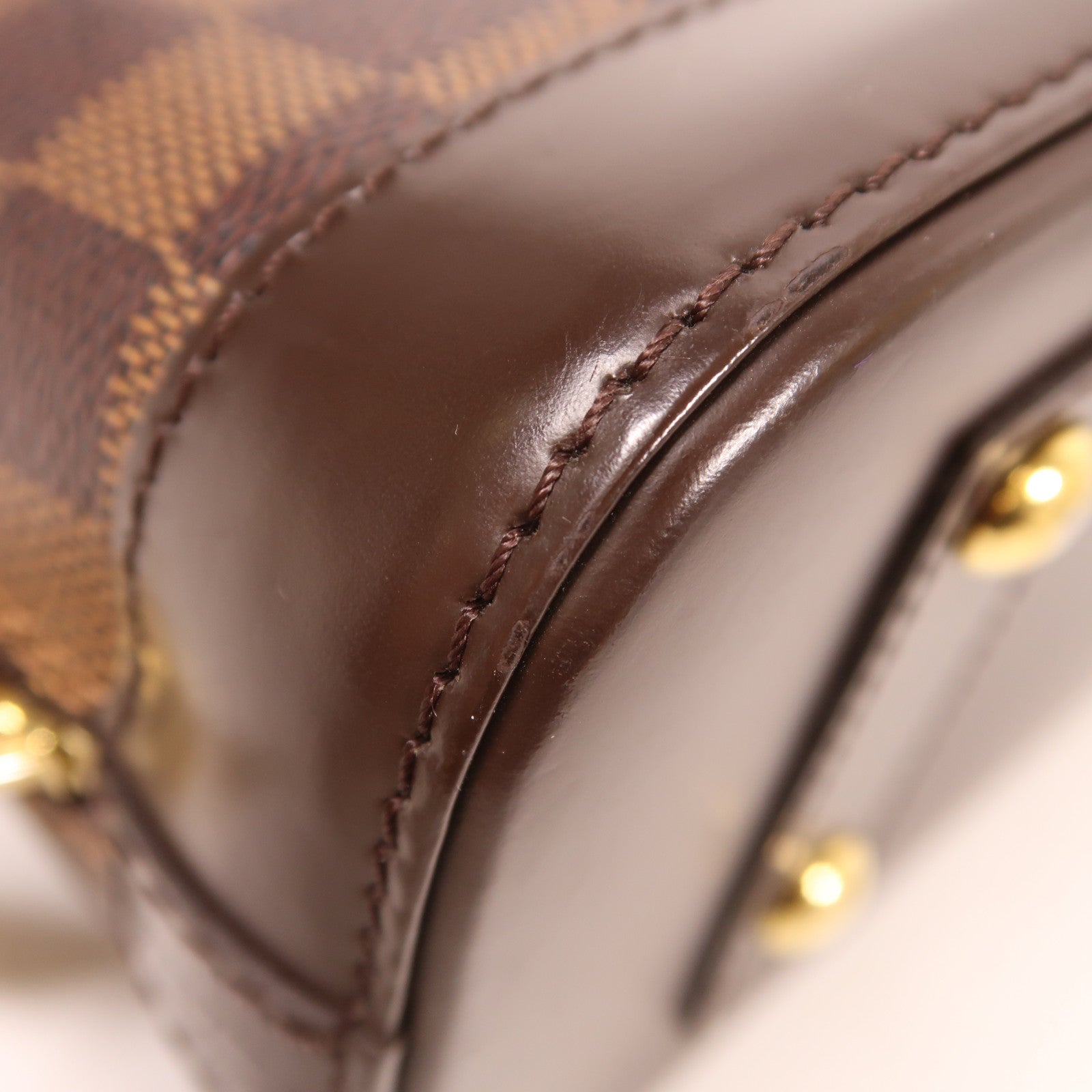 LOUIS VUITTON Damier Alma BB金扣手挽肩背兩用袋棕色