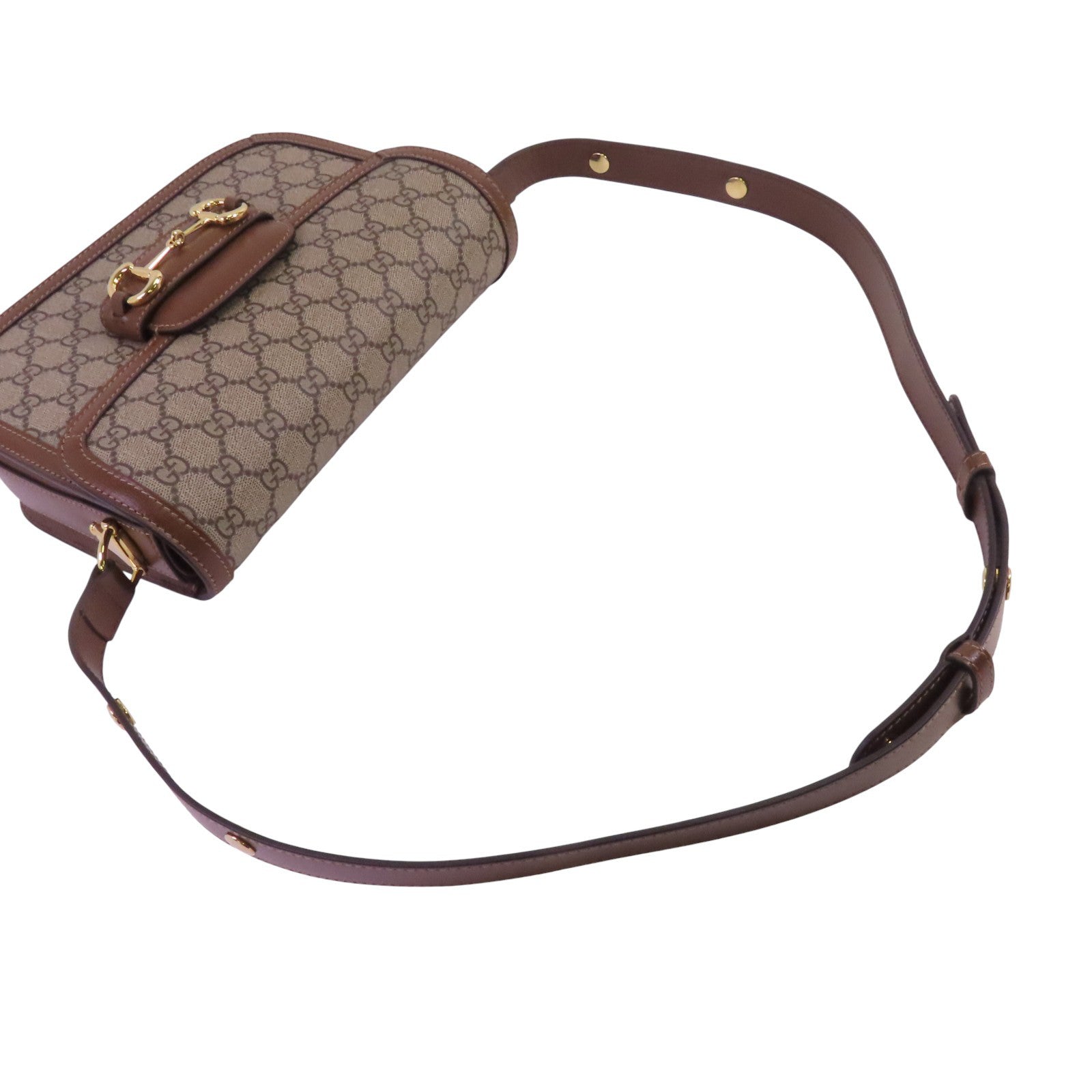 GUCCI 塗層帆布Horsebit 1955 MM金扣肩背袋