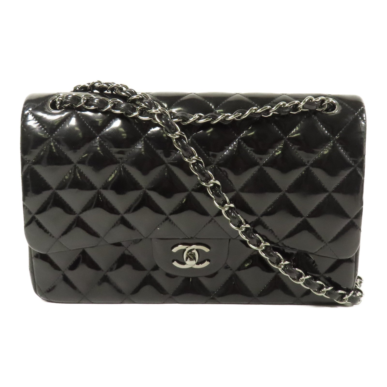 CHANEL 漆皮皮革Large Classic鏈帶肩背