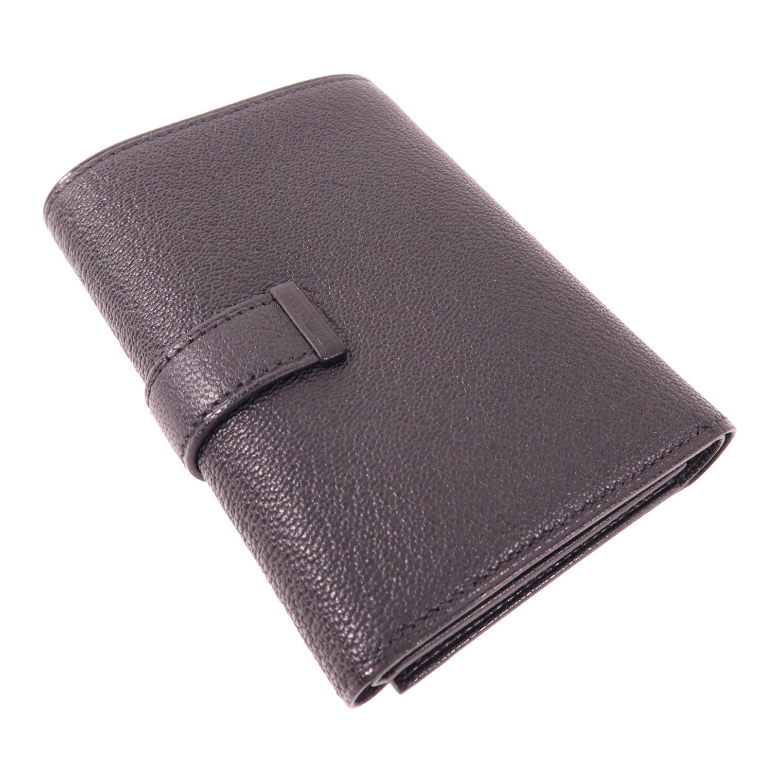 HERMES Chevre Mysore皮革Bearn Short Trifold Wallet金扣錢包Noir