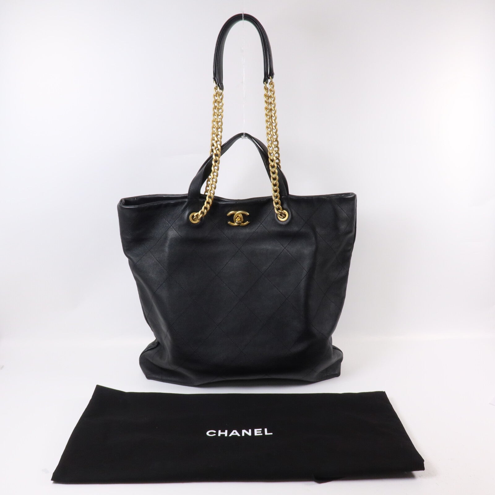 CHANEL 羊皮皮革Mood Shopping Tote鏈帶手挽肩背兩用袋