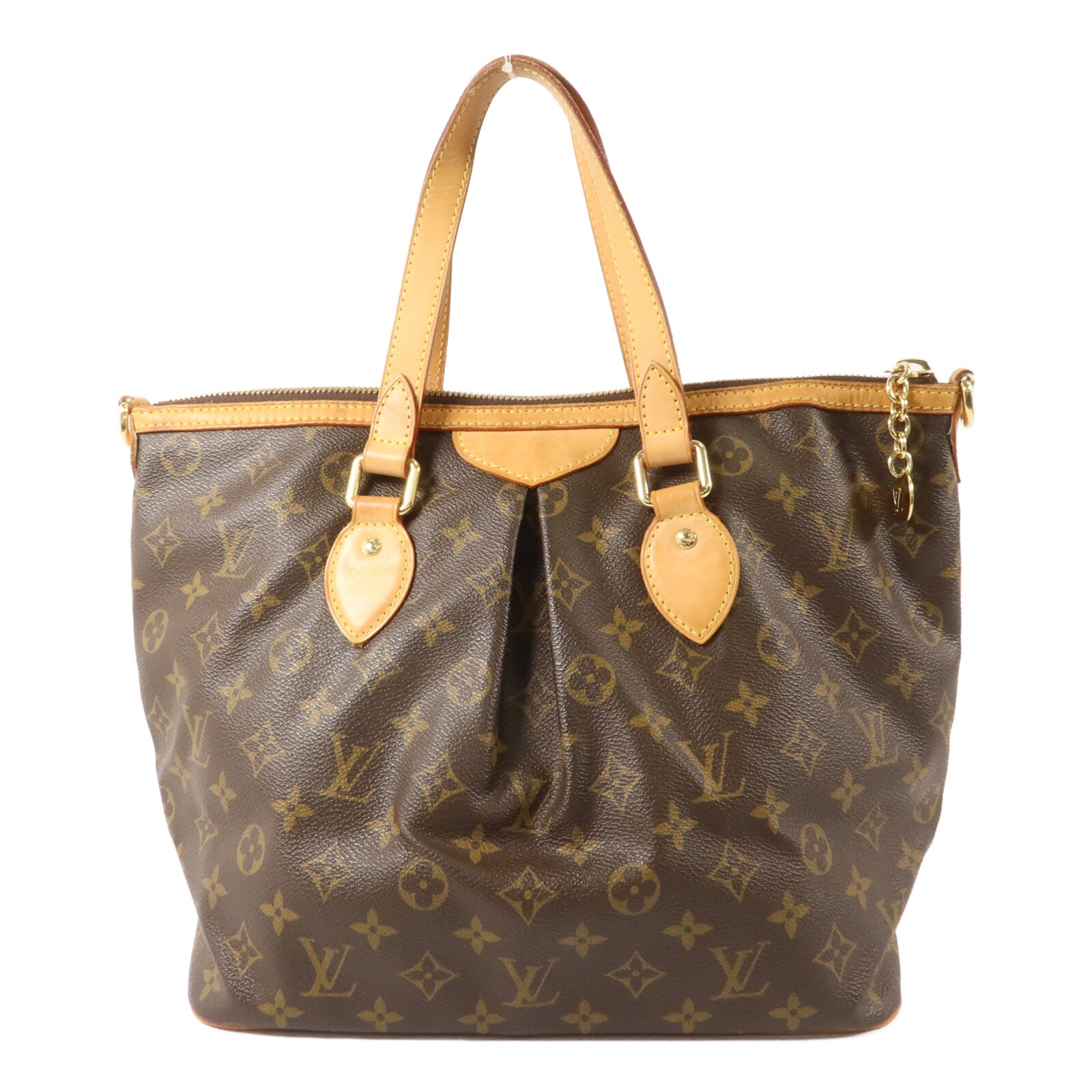LOUIS VUITTON Monogram Palermo PM金扣手挽肩背兩用袋棕色