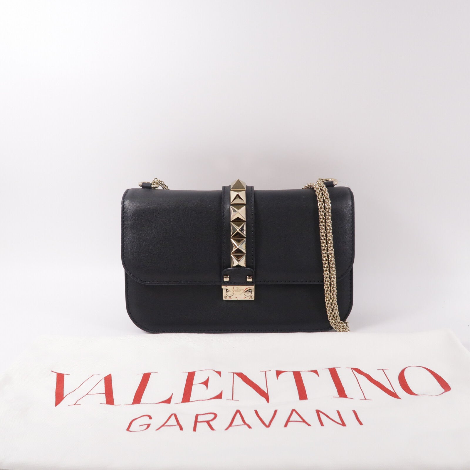 Valentino 牛皮皮革Rockstud Glam Lock鏈帶肩背袋