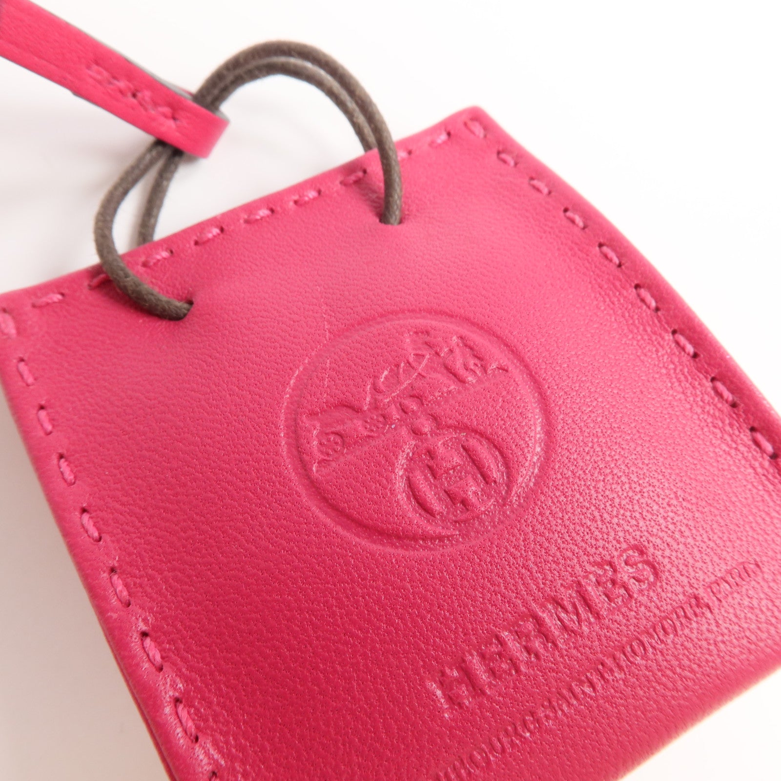 HERMES Milo皮革/Swift皮革Sac Bag Charm掛飾Rose Extreme