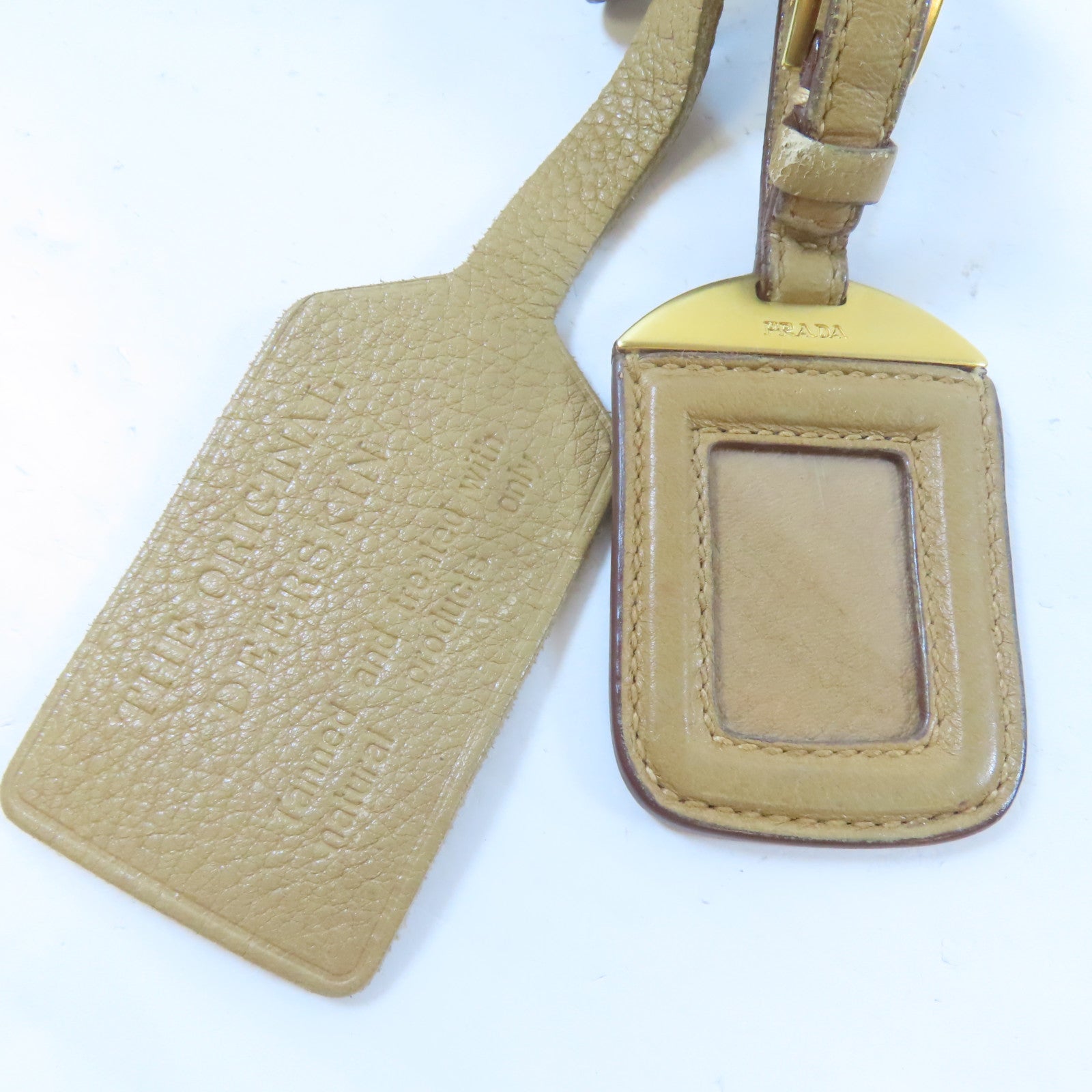 PRADA 牛皮皮革Shoulder Bag金扣肩背袋卡其色